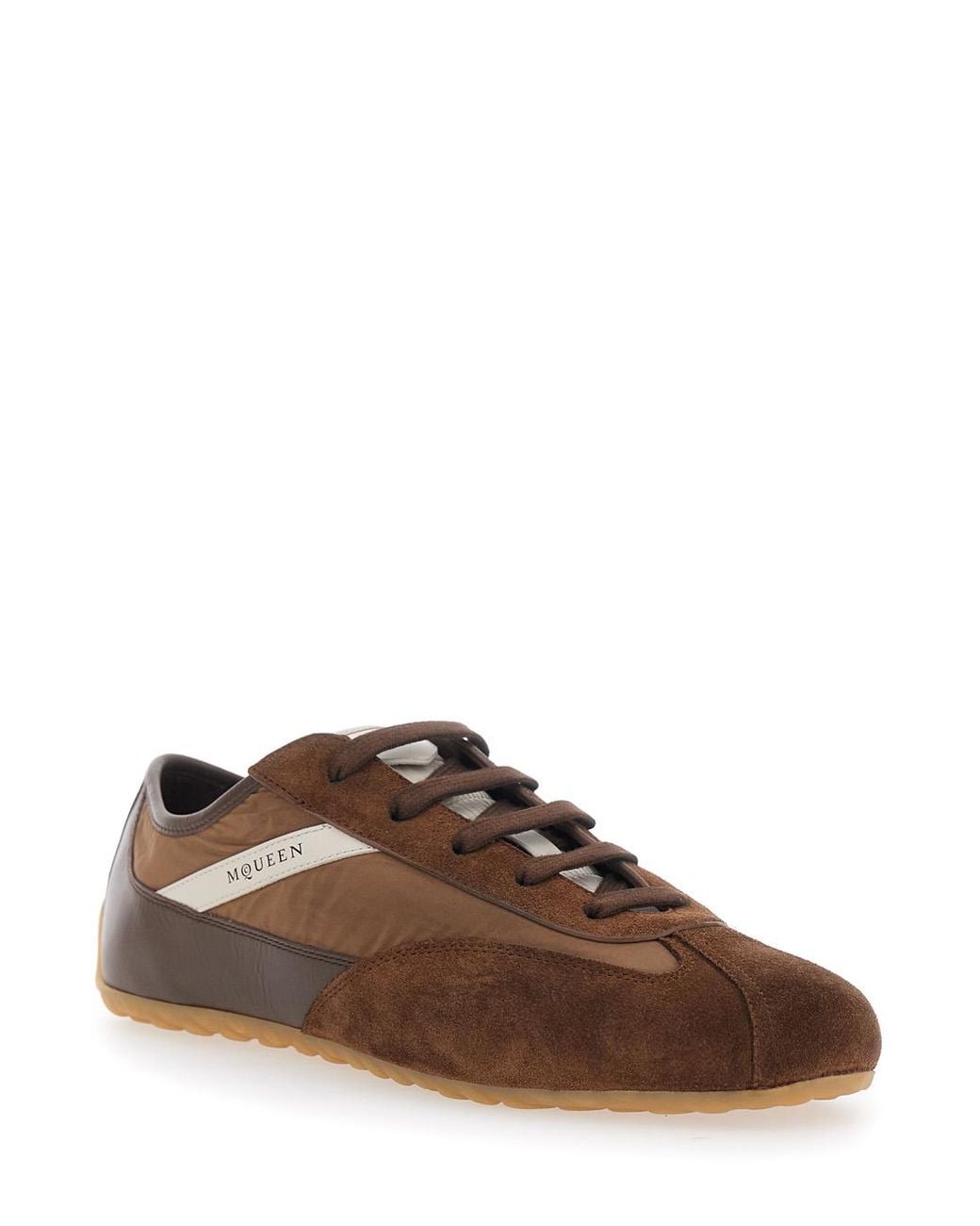 McQueen Brown Low Top Sneakers Boxe Suede Calf Leather Trainers for men
