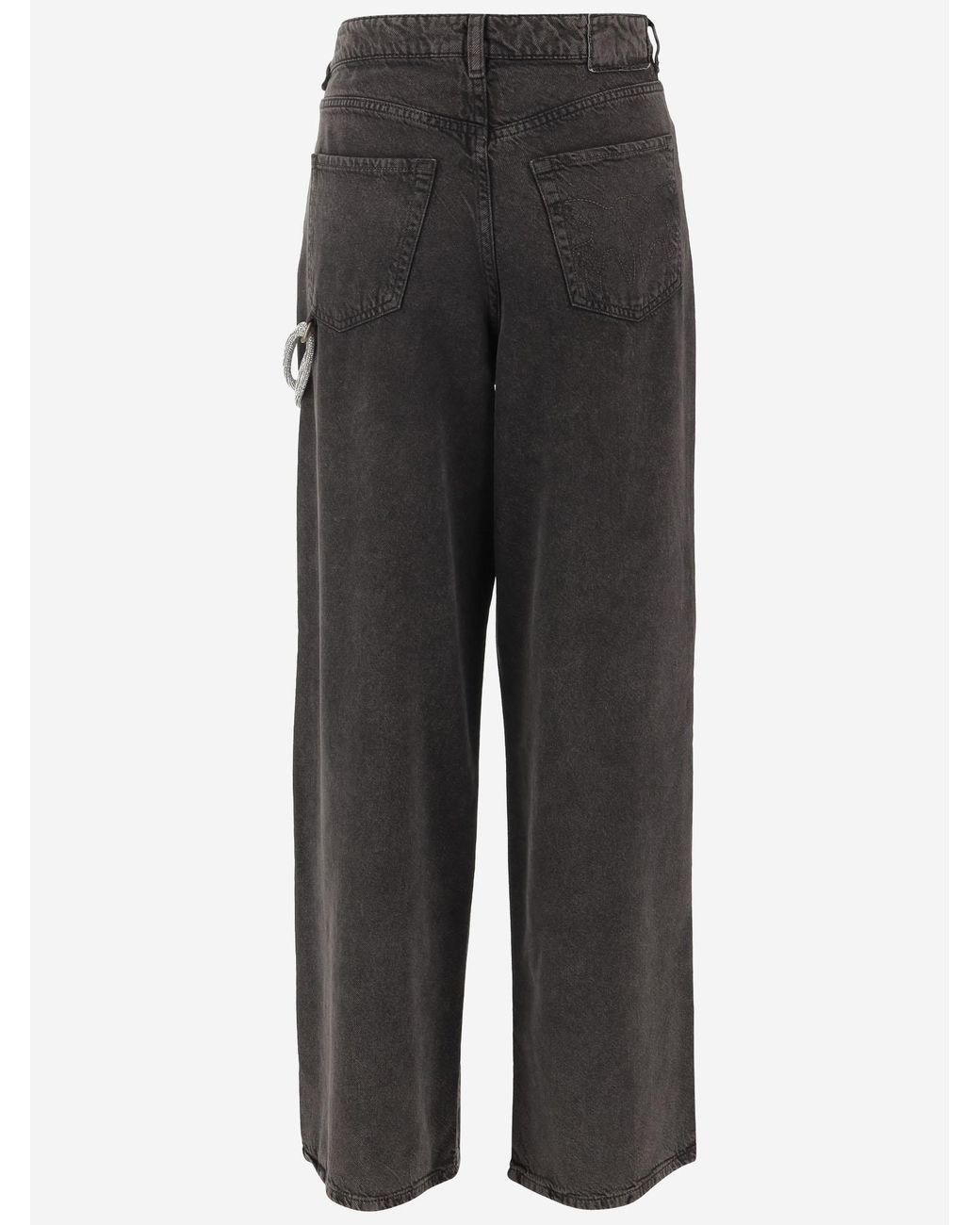 Pinko Gray Trousers Lauryn Lyocell-Cotton