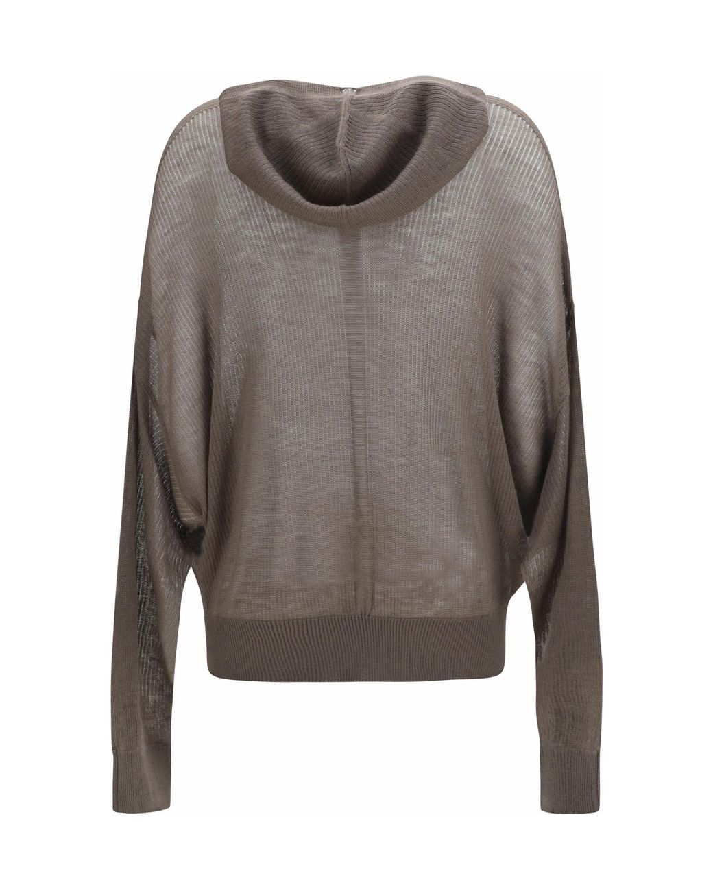 Rick Owens Gray Semi-Sheer Knit Hoodie Kashmir/Capra Hircus Knitwear