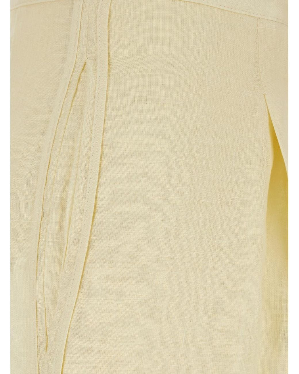 Semicouture White Linen Pants With Elastic Waist For Trousers