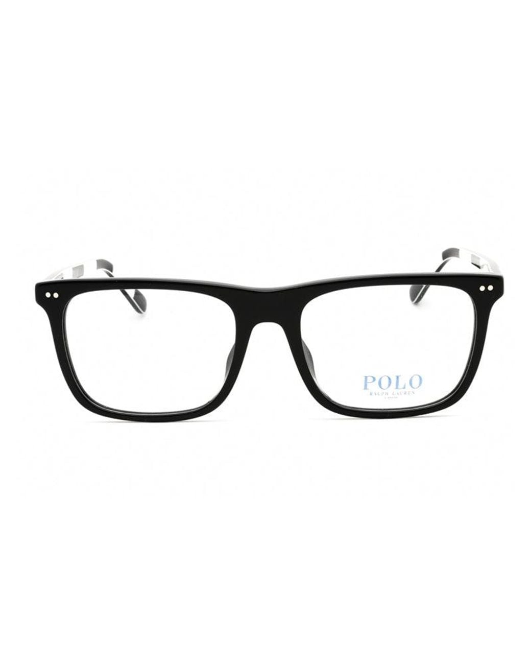 Polo Ralph Lauren Black Eyeglasses Rectangle Full Rim, Shiny Frame And Clear Demo Lenses Lens Ph2282F5001 Sunglasses for men