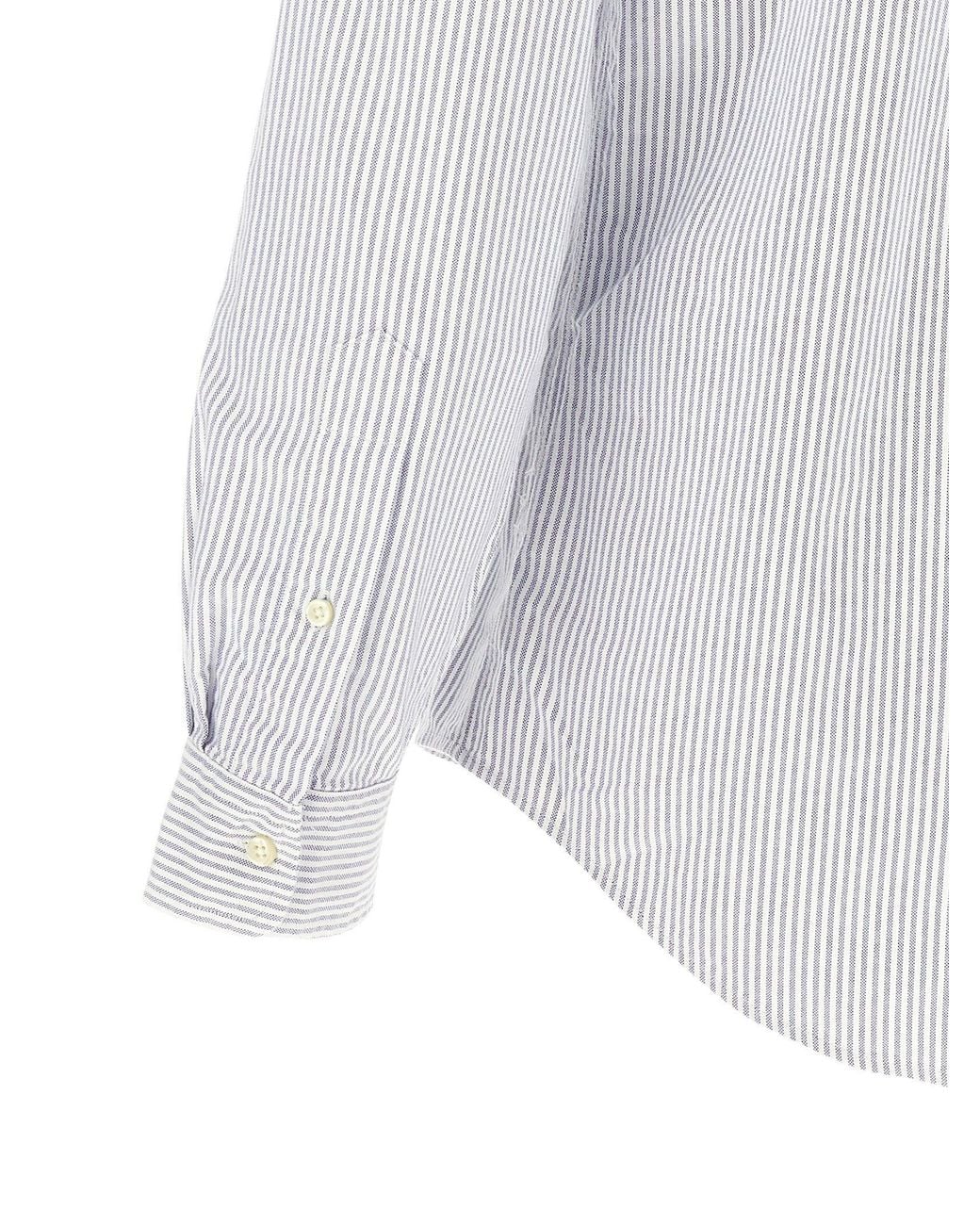 Polo Ralph Lauren White Striped Oxford Cotton Shirt for men