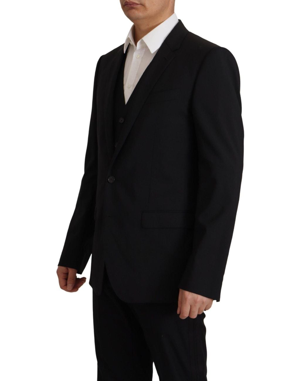 Dolce & Gabbana Black Jacket Vest 2 Piece Martini Blazer Virgin Wool Clothing for men