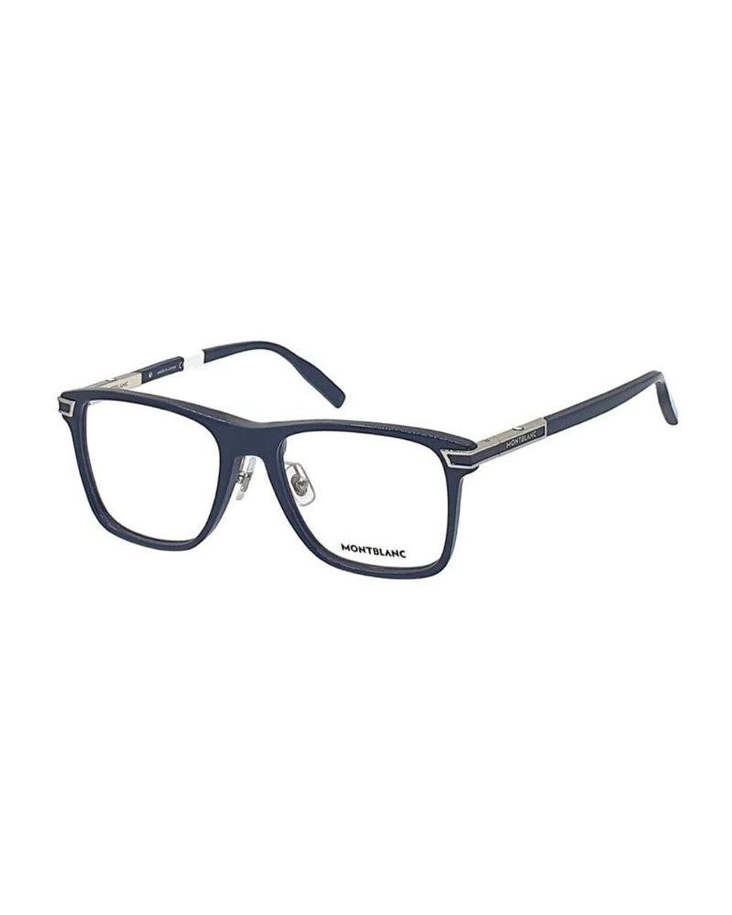 Montblanc Blue Eyeglasses Square Full Rim, Frame And Clear Demo Lenses Lens Mb0042O003 Sunglasses for men