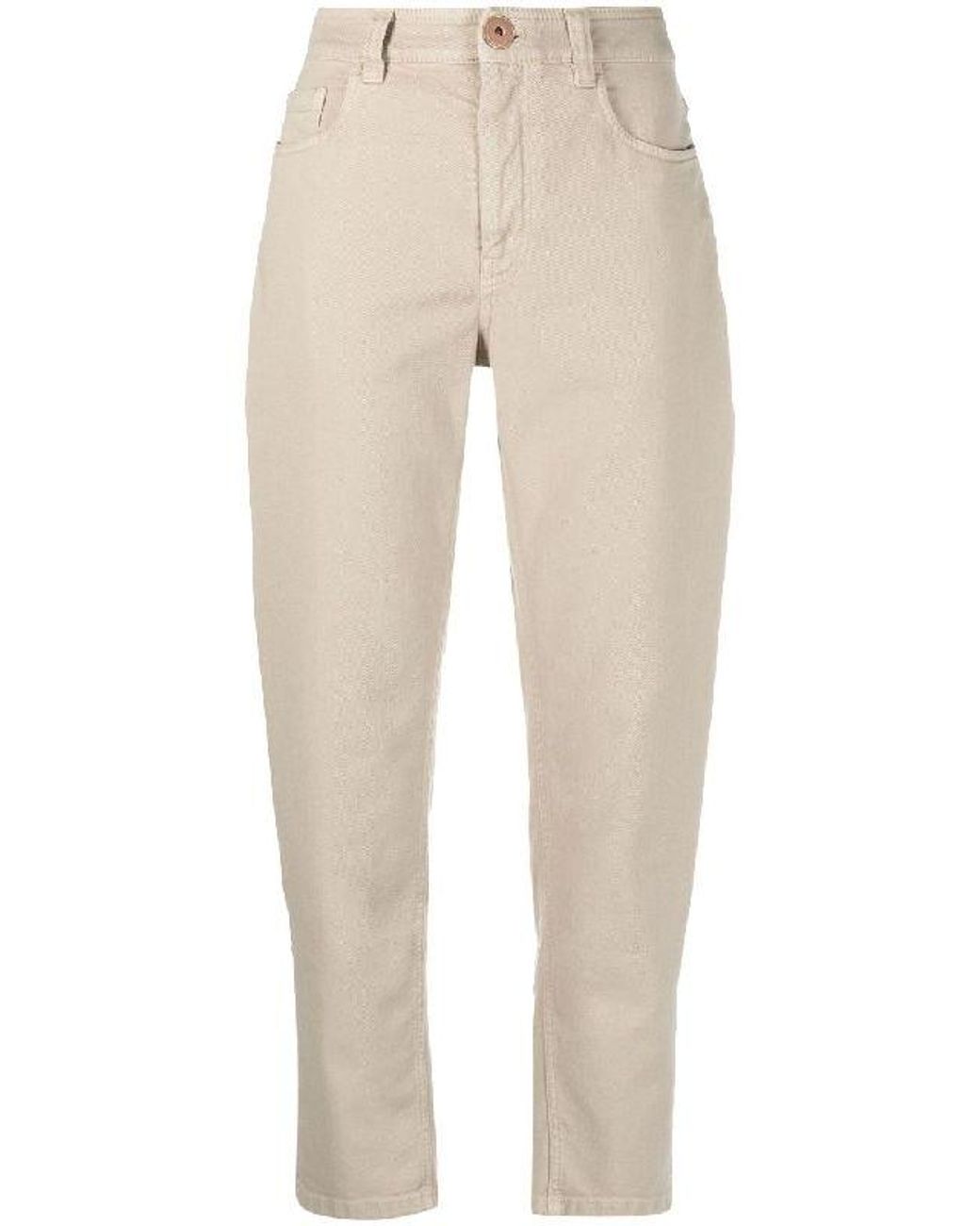 Brunello Cucinelli Natural Cold Cotton Tapered Trousers