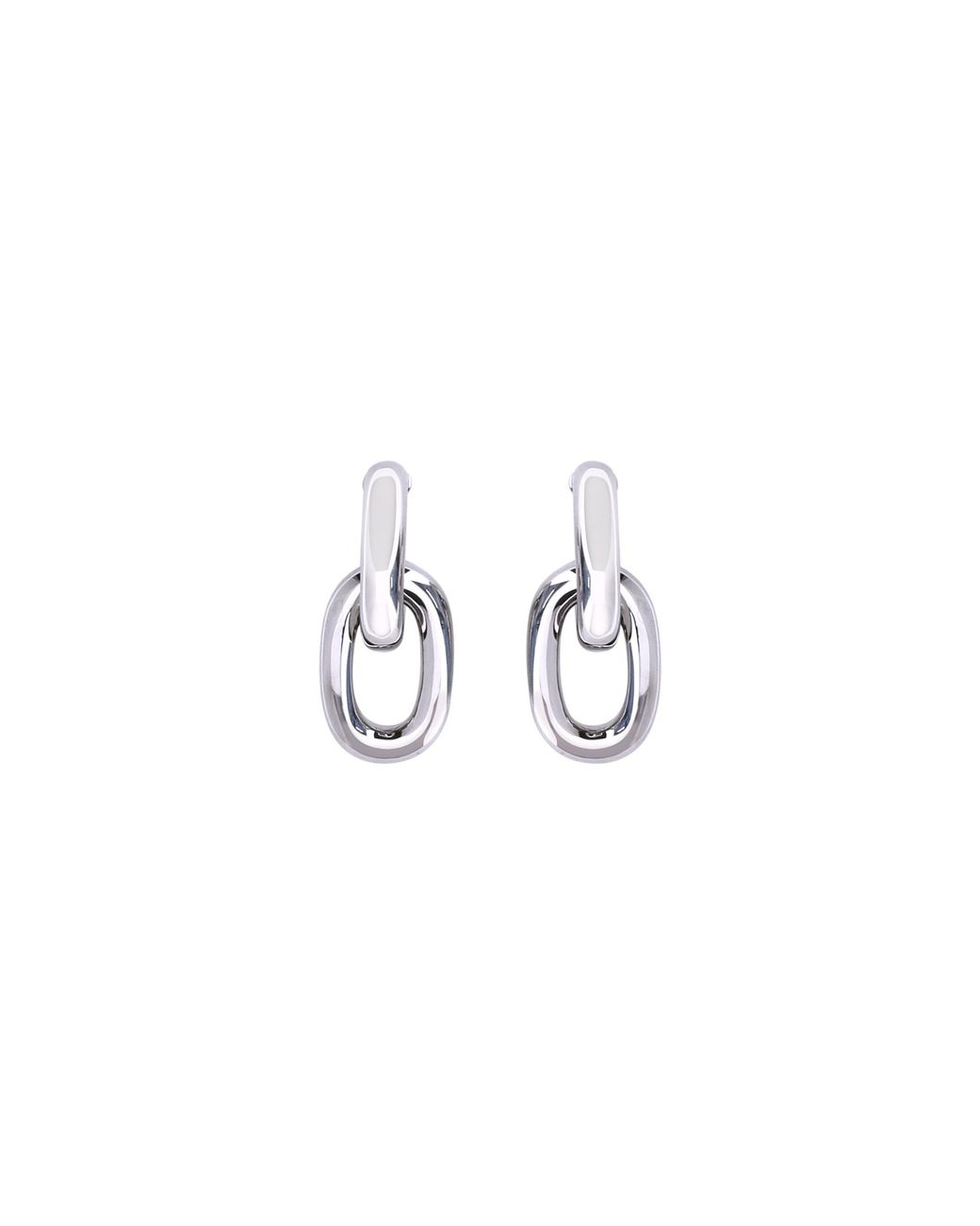Rabanne White Double Xl Link Earrings Resin; Alluminio
