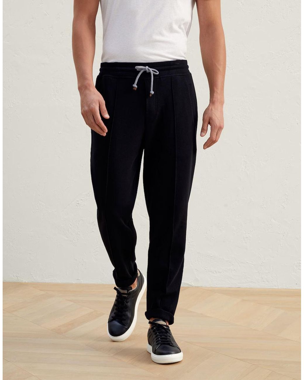 Brunello Cucinelli Black Cotton Joggers (workout Pants) for men