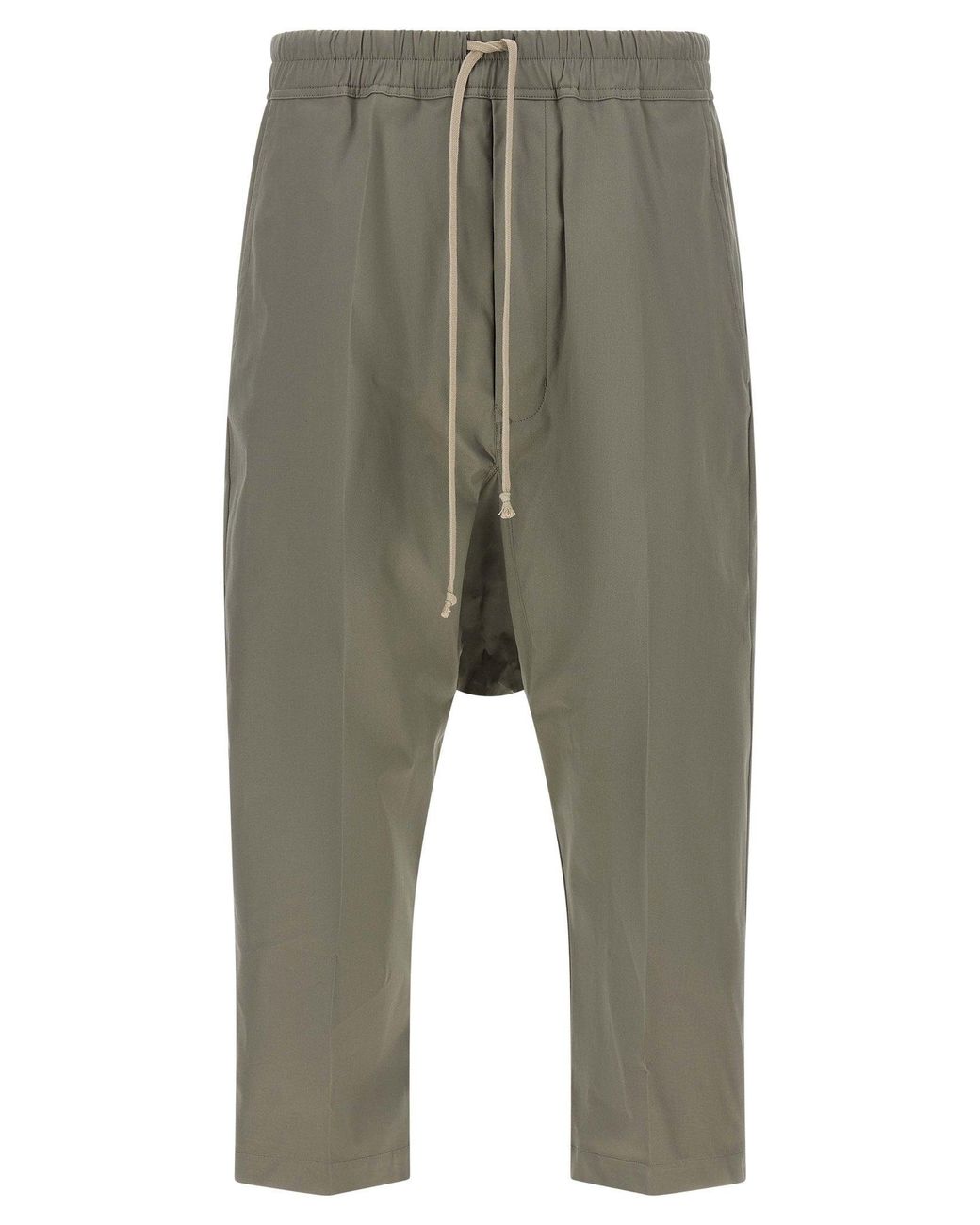 Rick Owens Green Drawstring Cropped Trousers