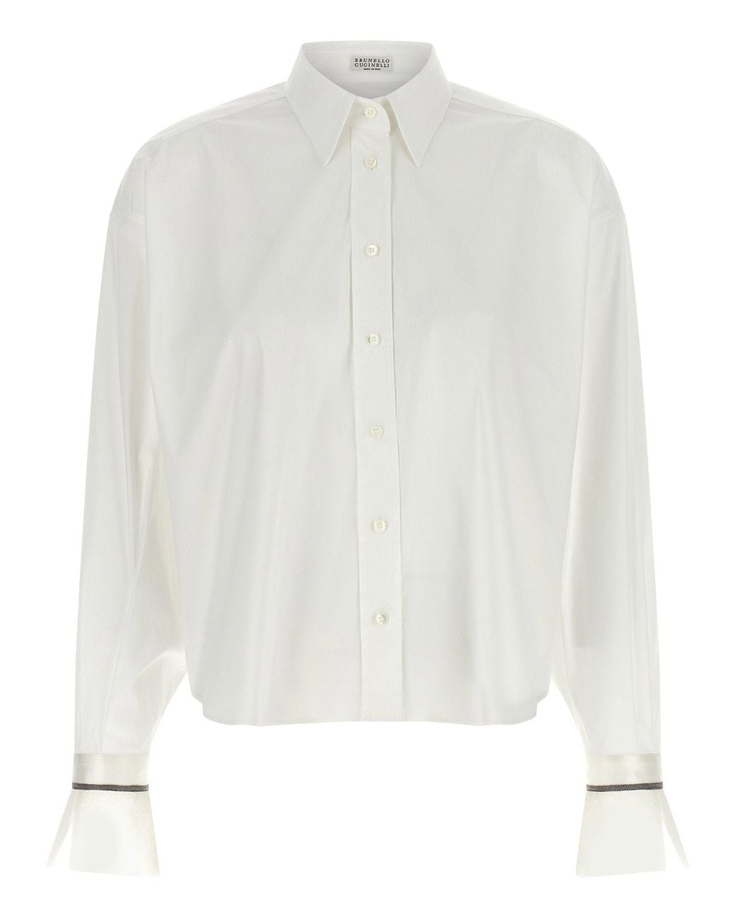 Brunello Cucinelli White Shiny Cuffs Shirt