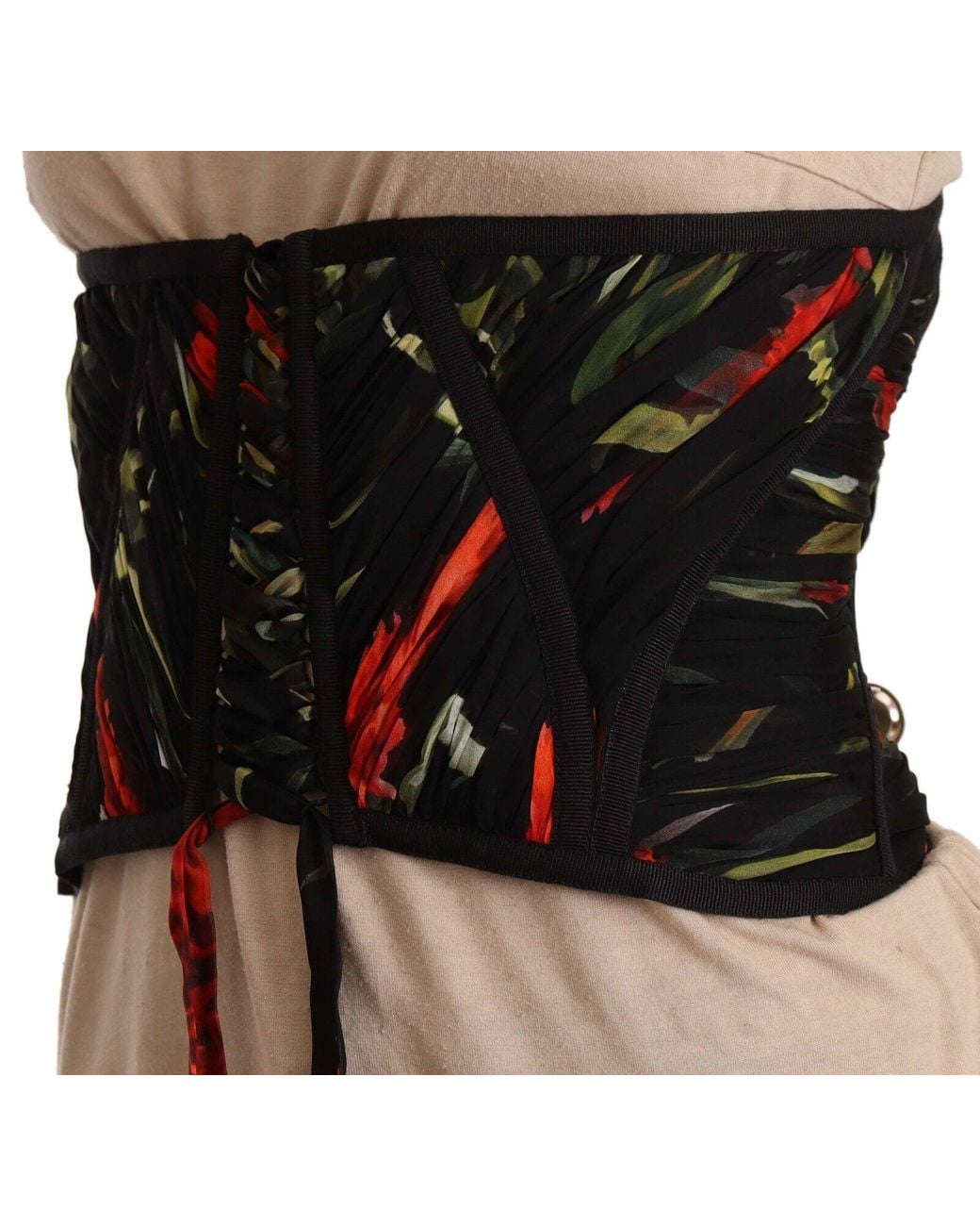 Dolce & Gabbana Black Elegant Silk Corset Belt Top