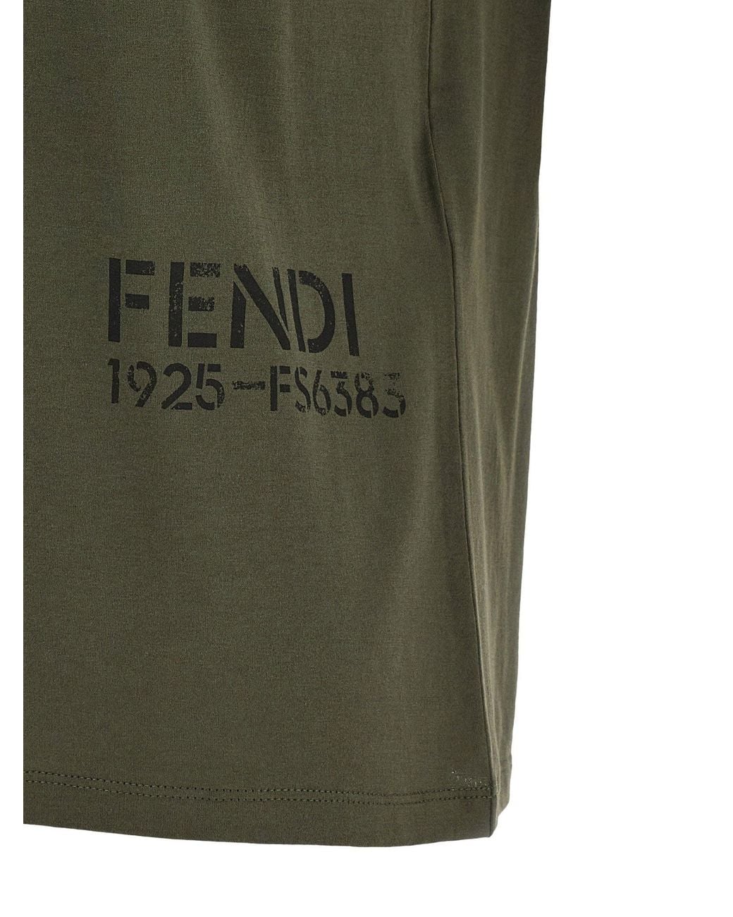 Fendi Green Stencil-Print Cotton T-Shirt
