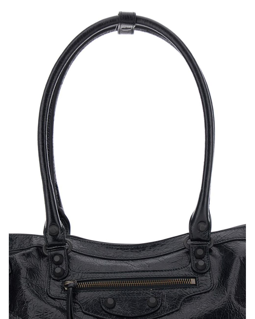 Balenciaga Black Shoulder Bag Le City East West Leather