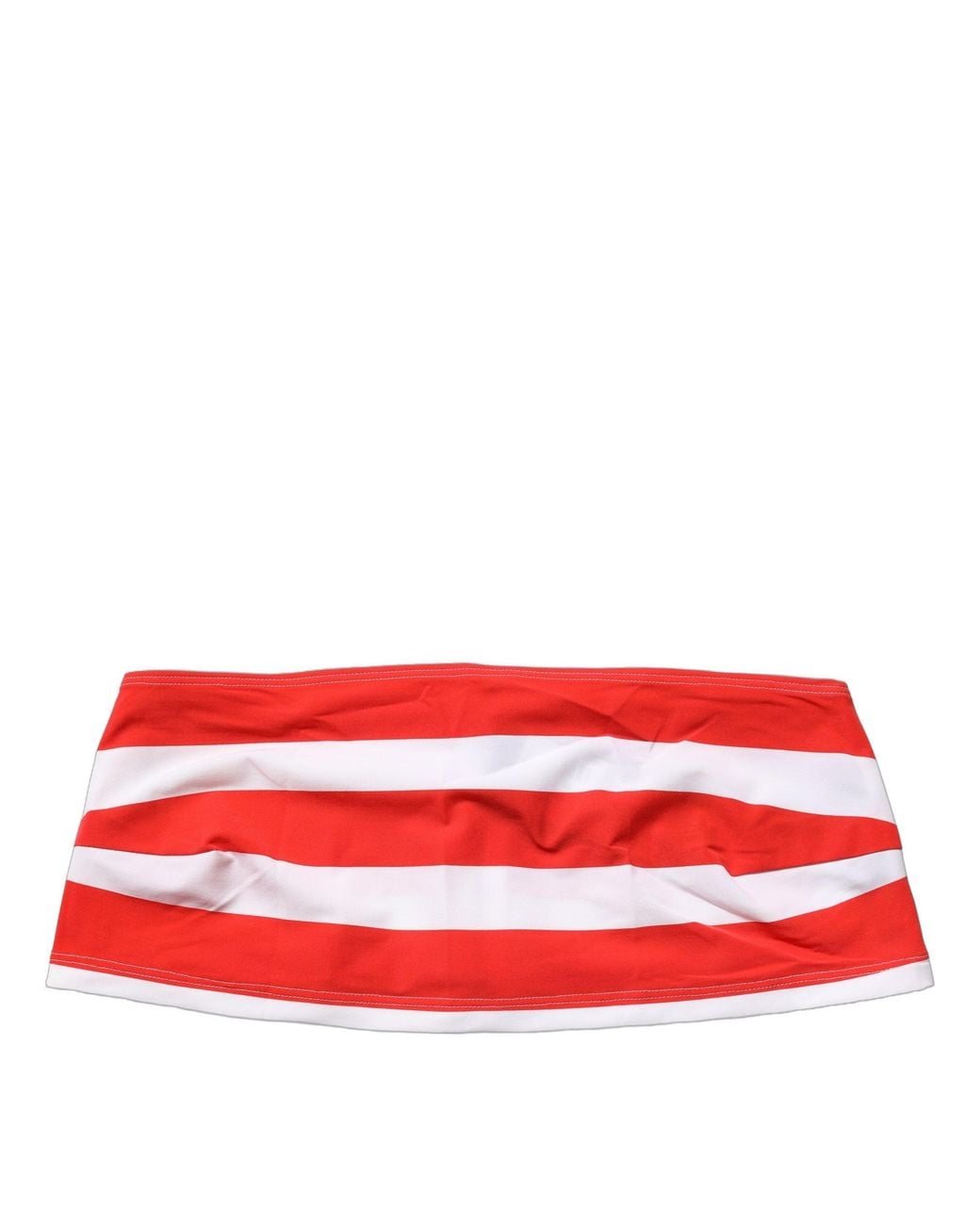 Dolce & Gabbana Red Nylon Striped Ribbed Tube Crop Top And Elastane