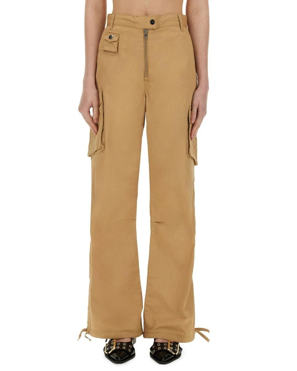 Ganni Natural Cotton Twill Cargo Pants Organic Trousers