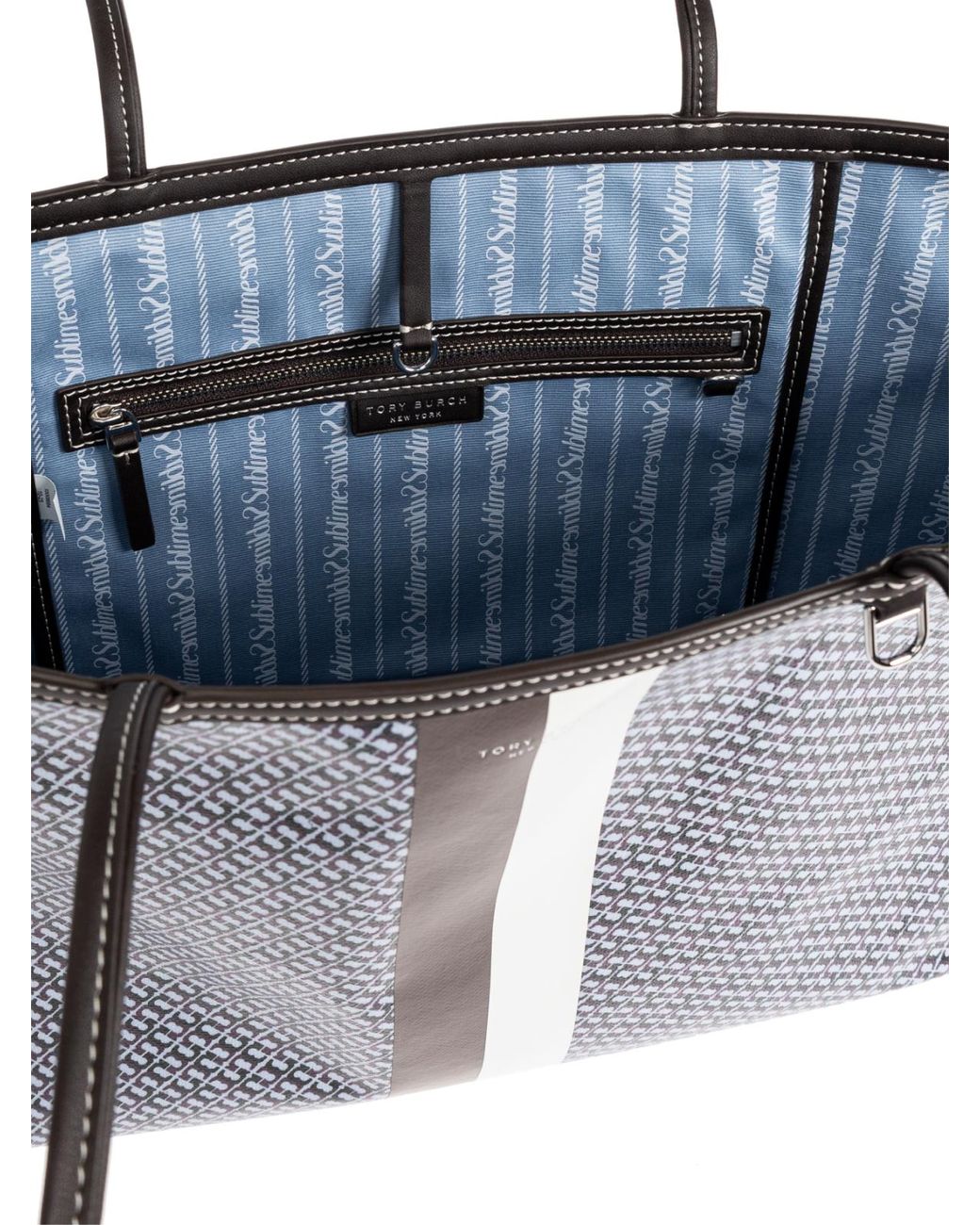 Tory Burch Blue The Racer Logo Tote Bag