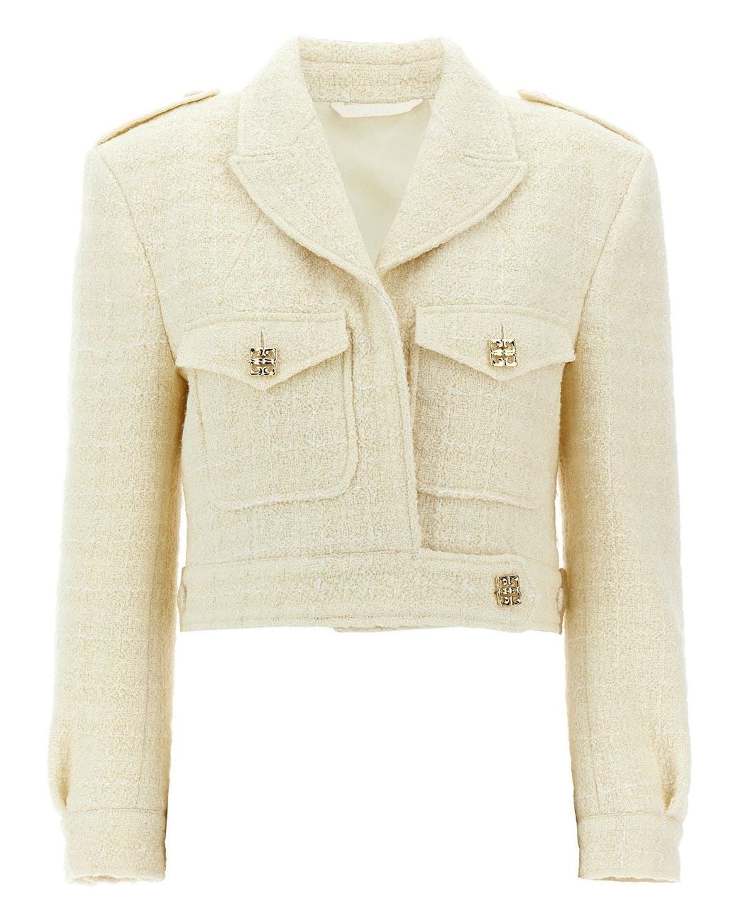 Givenchy Natural Wool Tweed Military Blazer