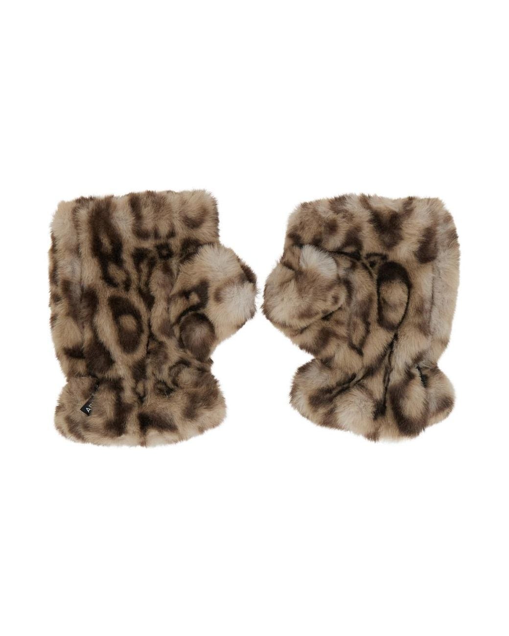 Apparis Brown Fingerless Gloves Ariel Leopard Polyester Hat