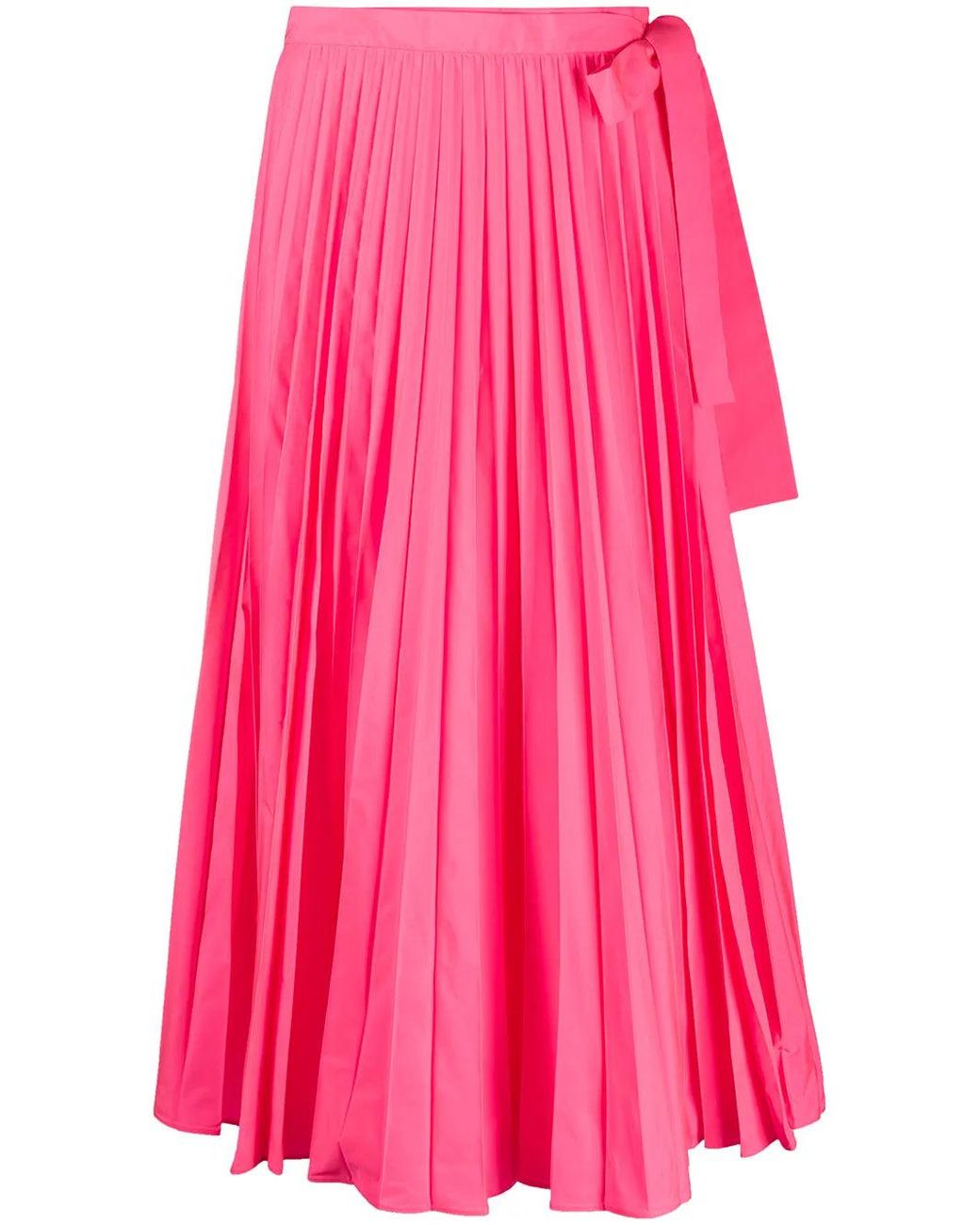 Valentino Pink Tied-Waist Pleated Skirt