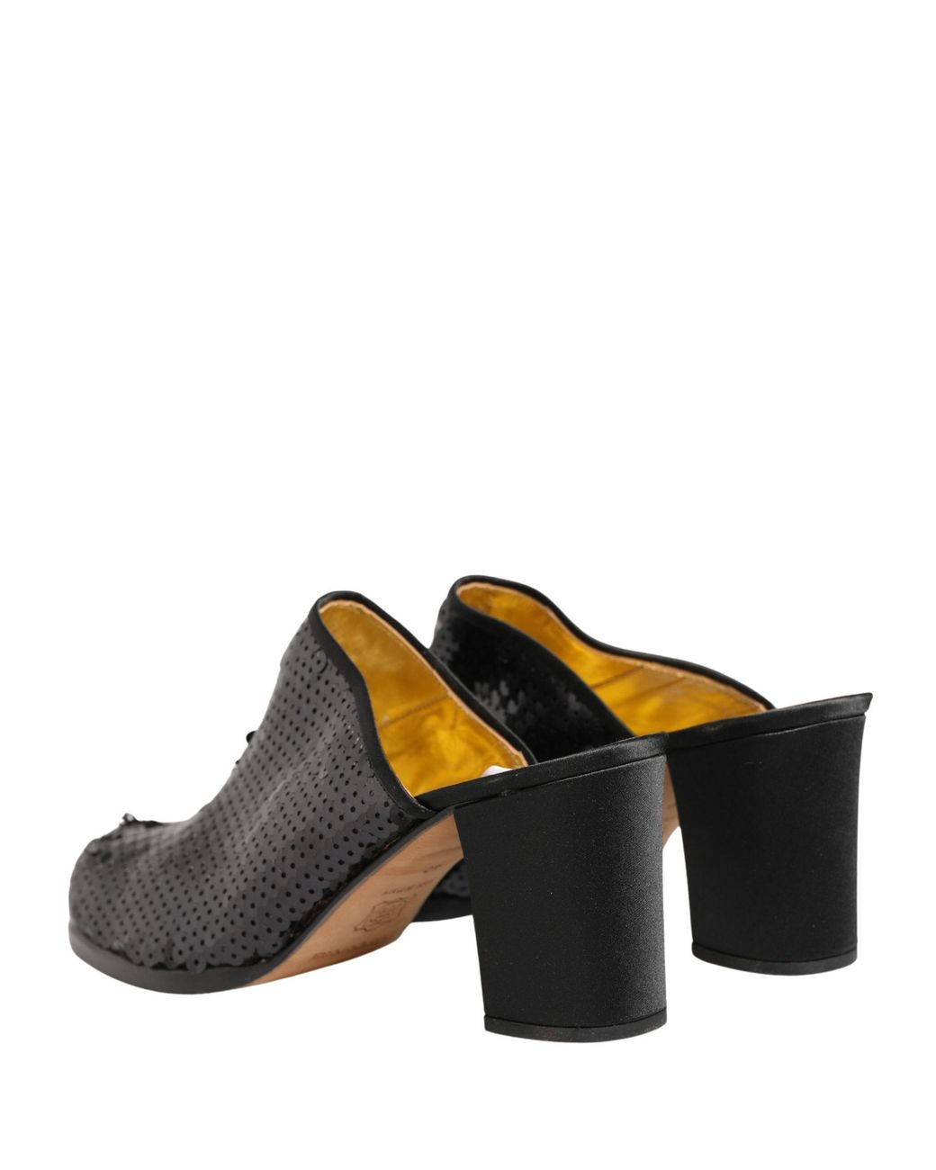 Dolce & Gabbana Black Sequined Mules Shoes Leather