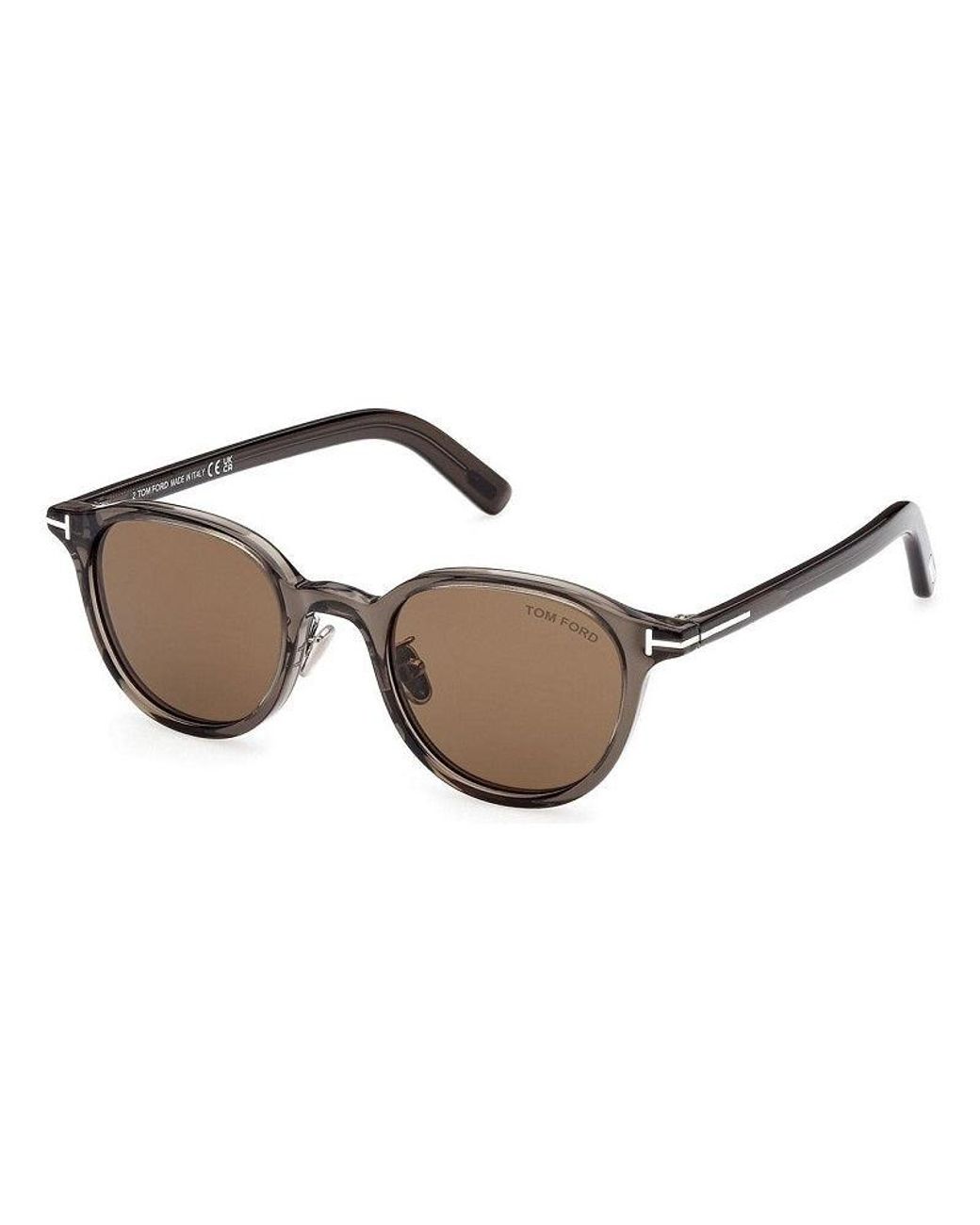 Tom Ford Brown Sunglasses Round Full Rim, Transparent Frame And Roviex Lens Ft0977-D20J