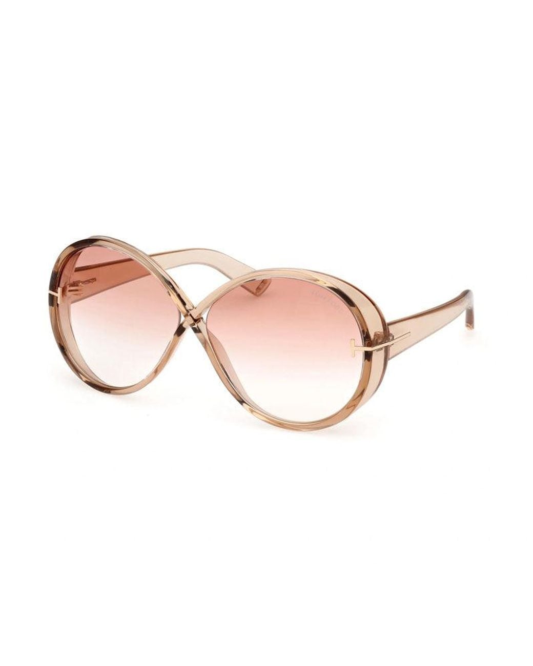 Tom Ford Pink Sunglasses Geometric Full Rim, Shiny Light Frame And Bordeaux Gradient Lens Ft111645T