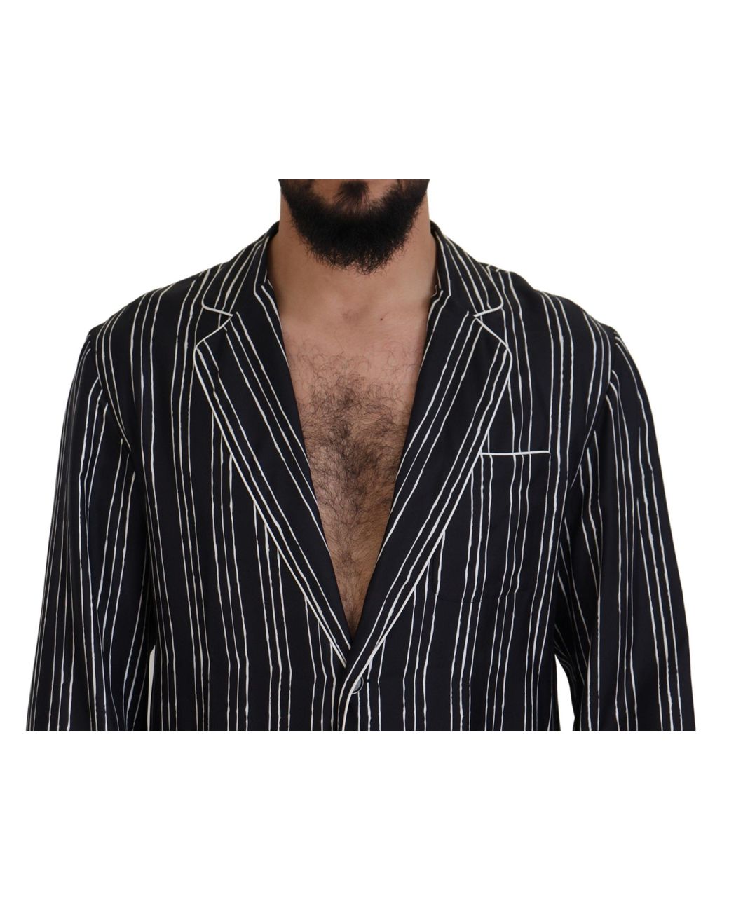 Dolce & Gabbana Black Elegant Silk Pajama Top Lounge Jacket for men