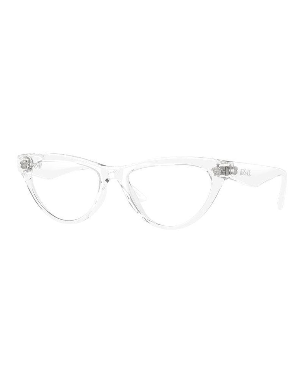 Versace Metallic Eyeglasses Cat Eye Full Rim, Crystal Frame And Clear Demo Lenses Lens Ve3364U148