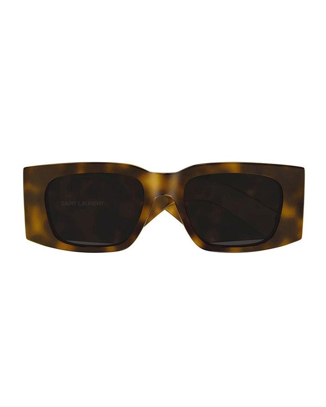Saint Laurent Brown Sunglasses Square Full Rim, Shiny Havana Frame And Lens Sl654003