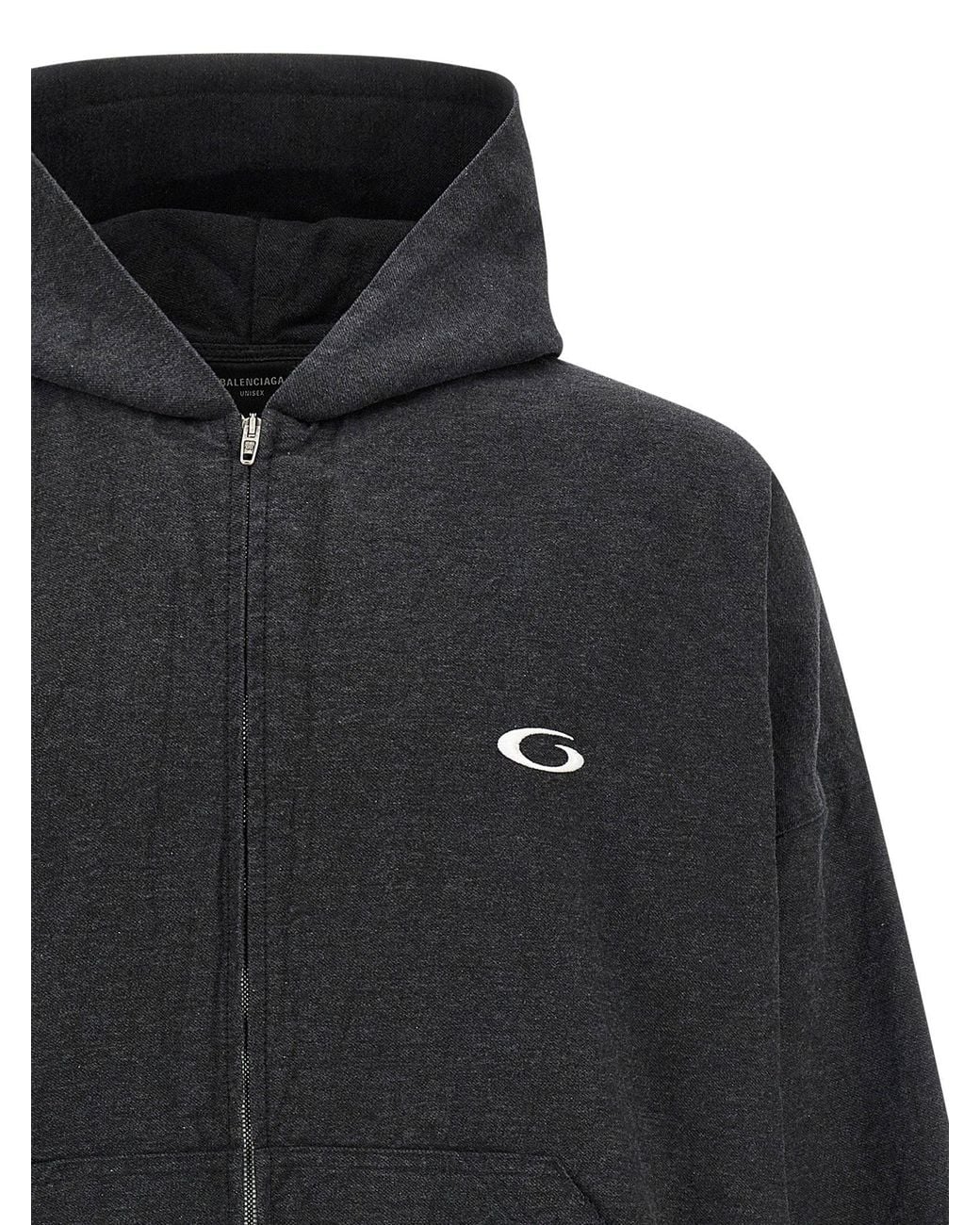 Balenciaga Black Trompe L'Œil Mélange Cotton Hoodie for men