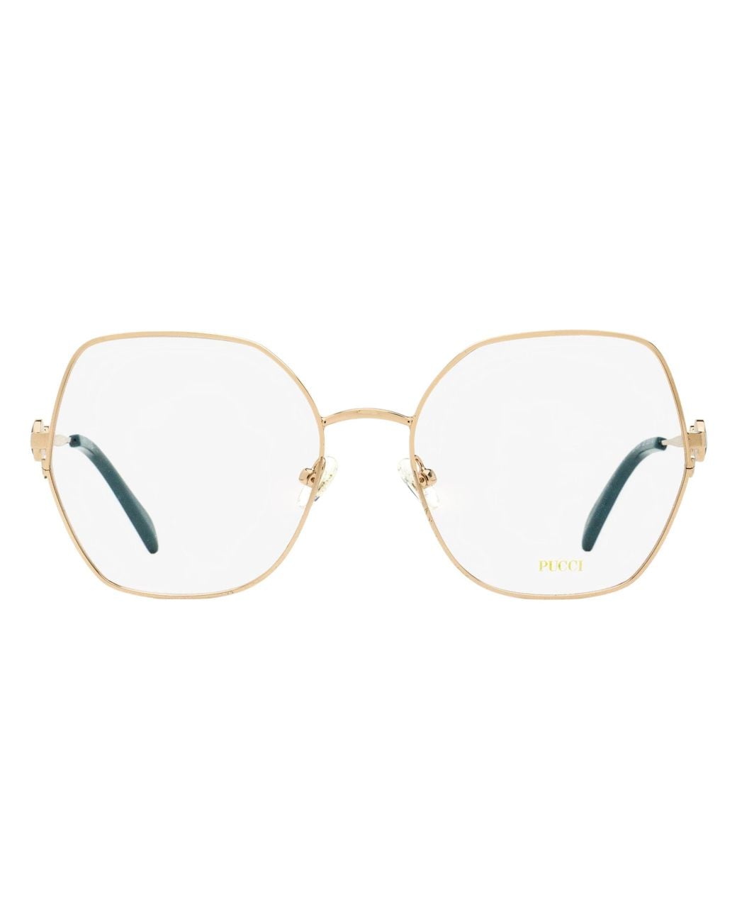 Emilio Pucci Black Pucci Oversized Octagonal Eyeglasses Ep5204 028- 55Mm Metal/Plastic (Acetate)