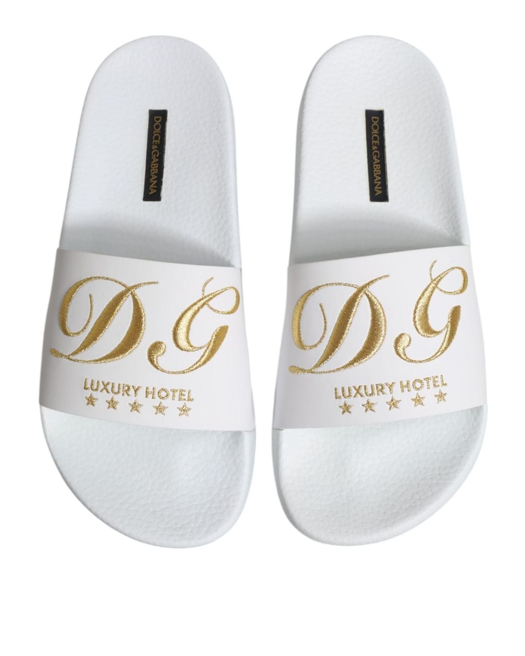 Dolce & Gabbana Metallic Leather Slides Sandals Beachwear Shoes Calfskin for men