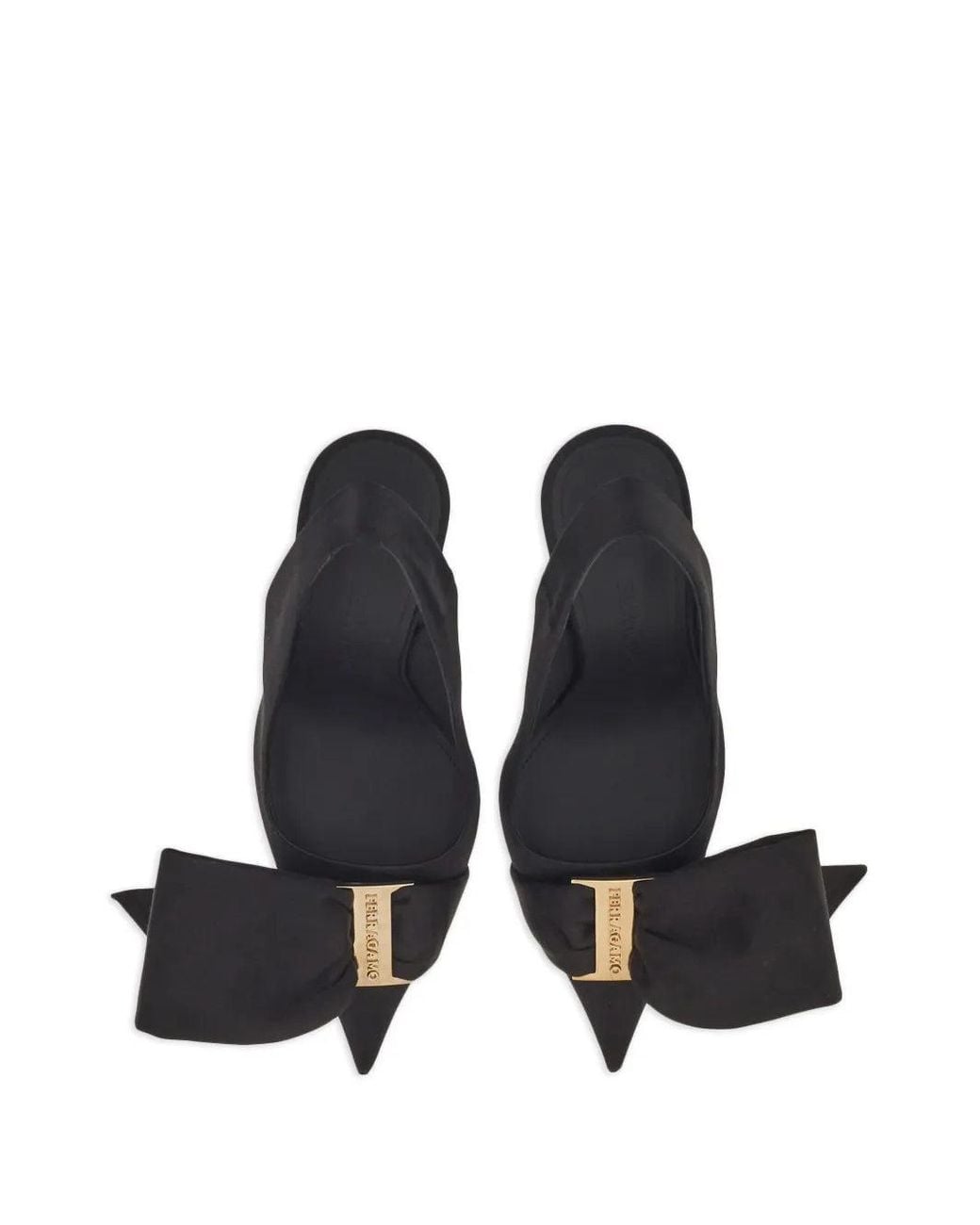 Ferragamo Black Ferragamo 105Mm Bow Slingback Pumps