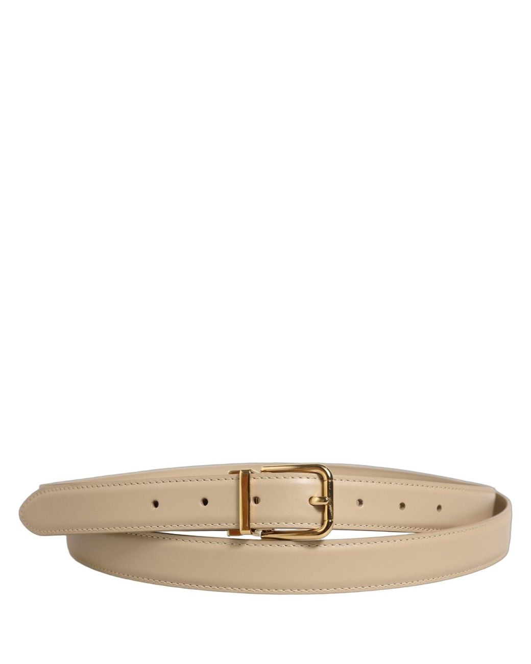 Dolce & Gabbana White Leather Double Wrap Buckle Belt Calf