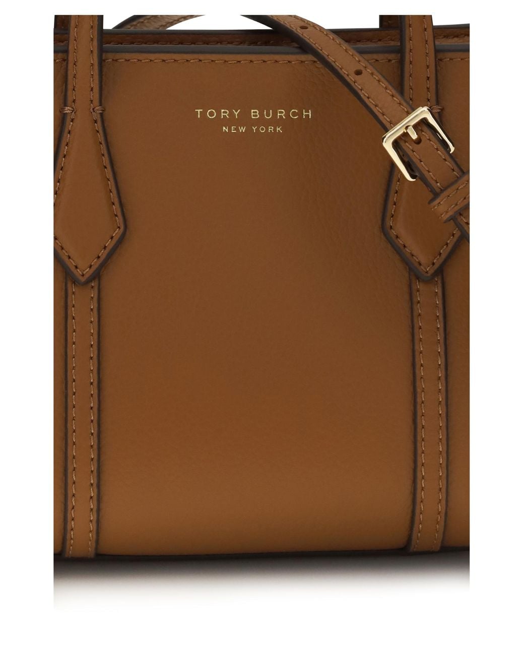 Tory Burch Brown Mini Perry Tote Bag Calf Leather Bos Taurus Shoulder
