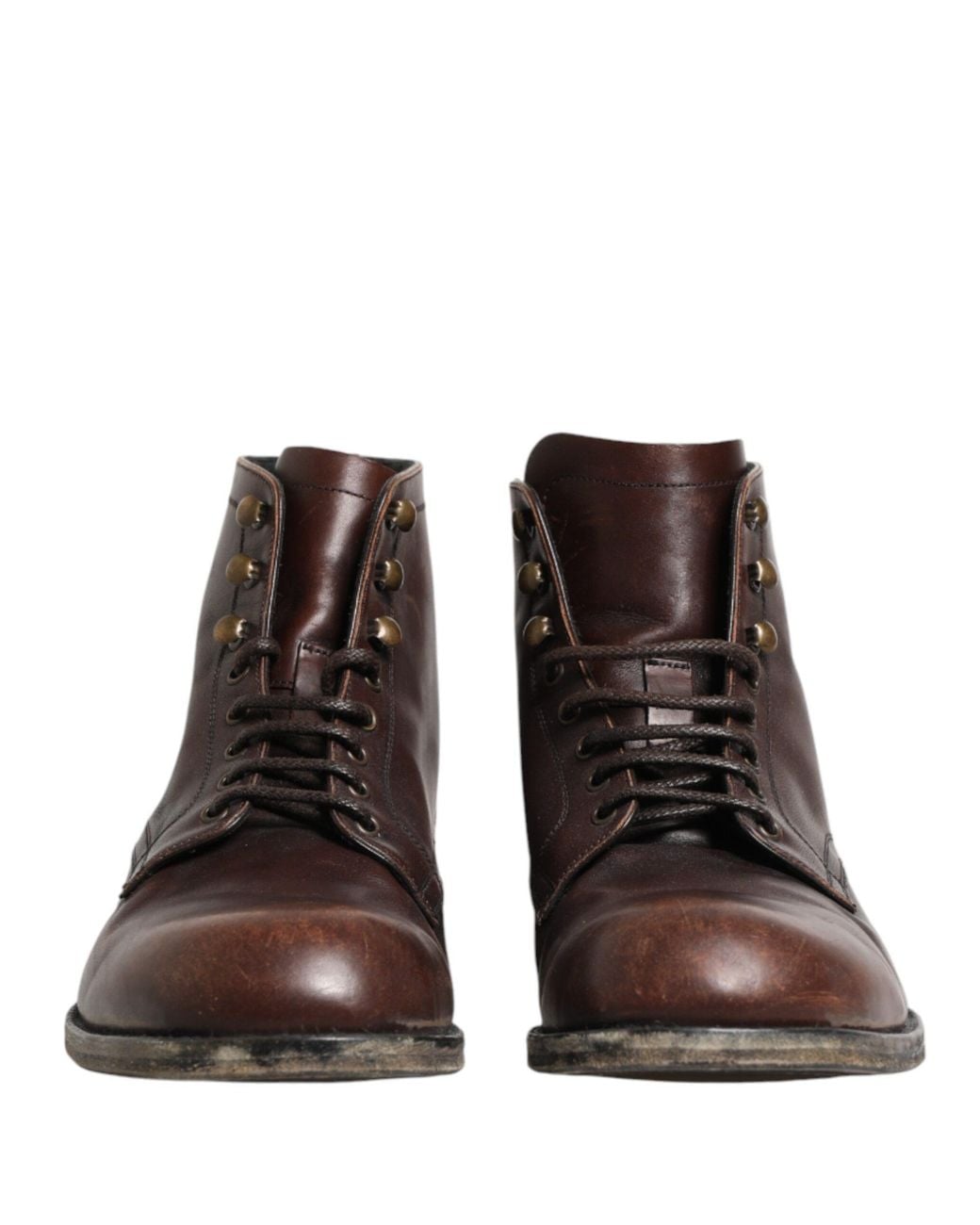 Dolce & Gabbana Brown Lace Up Short Ankle Boots Shoes Leather for men
