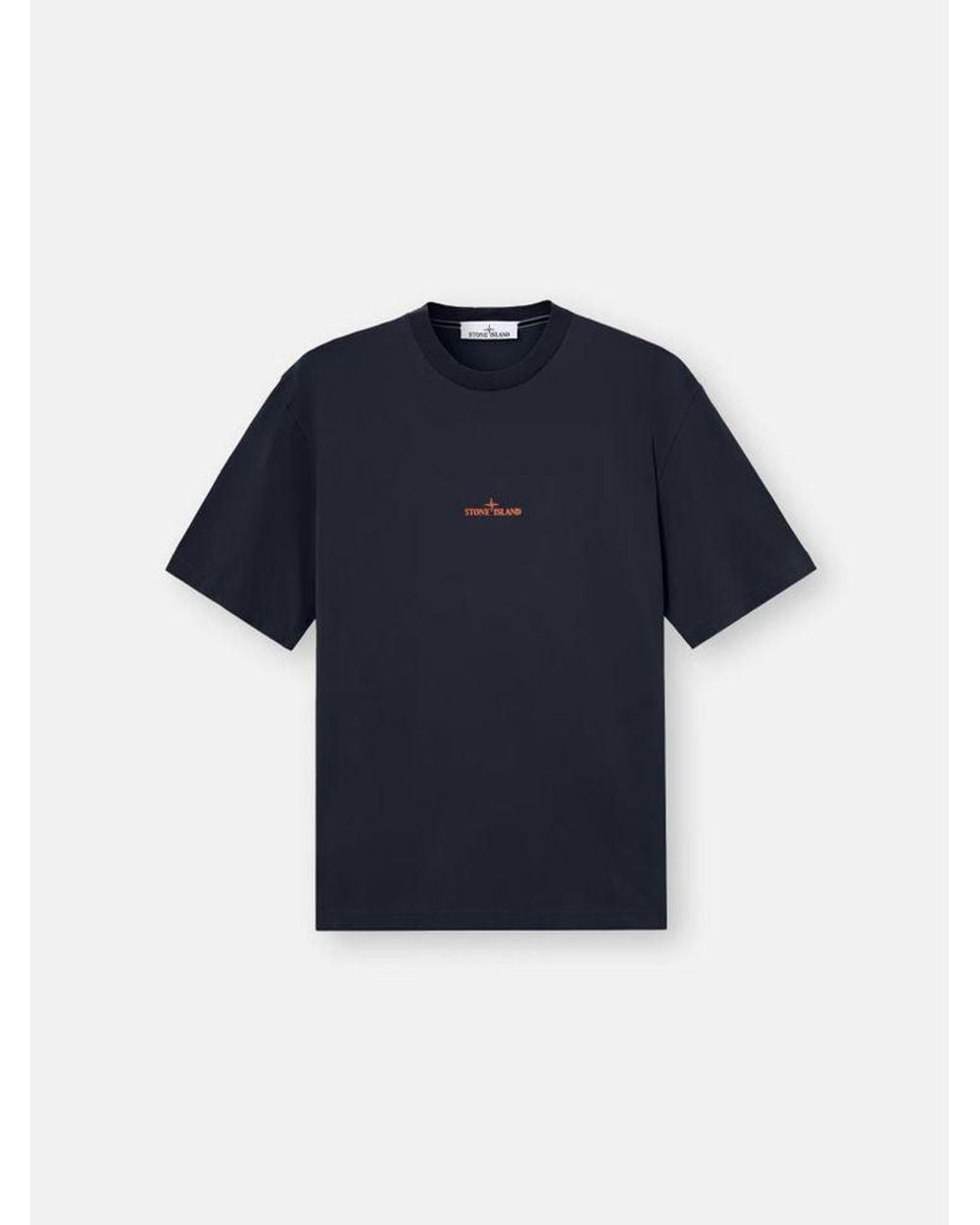Stone Island Blue Stone Island Logo-Embroidered T-Shirt for men