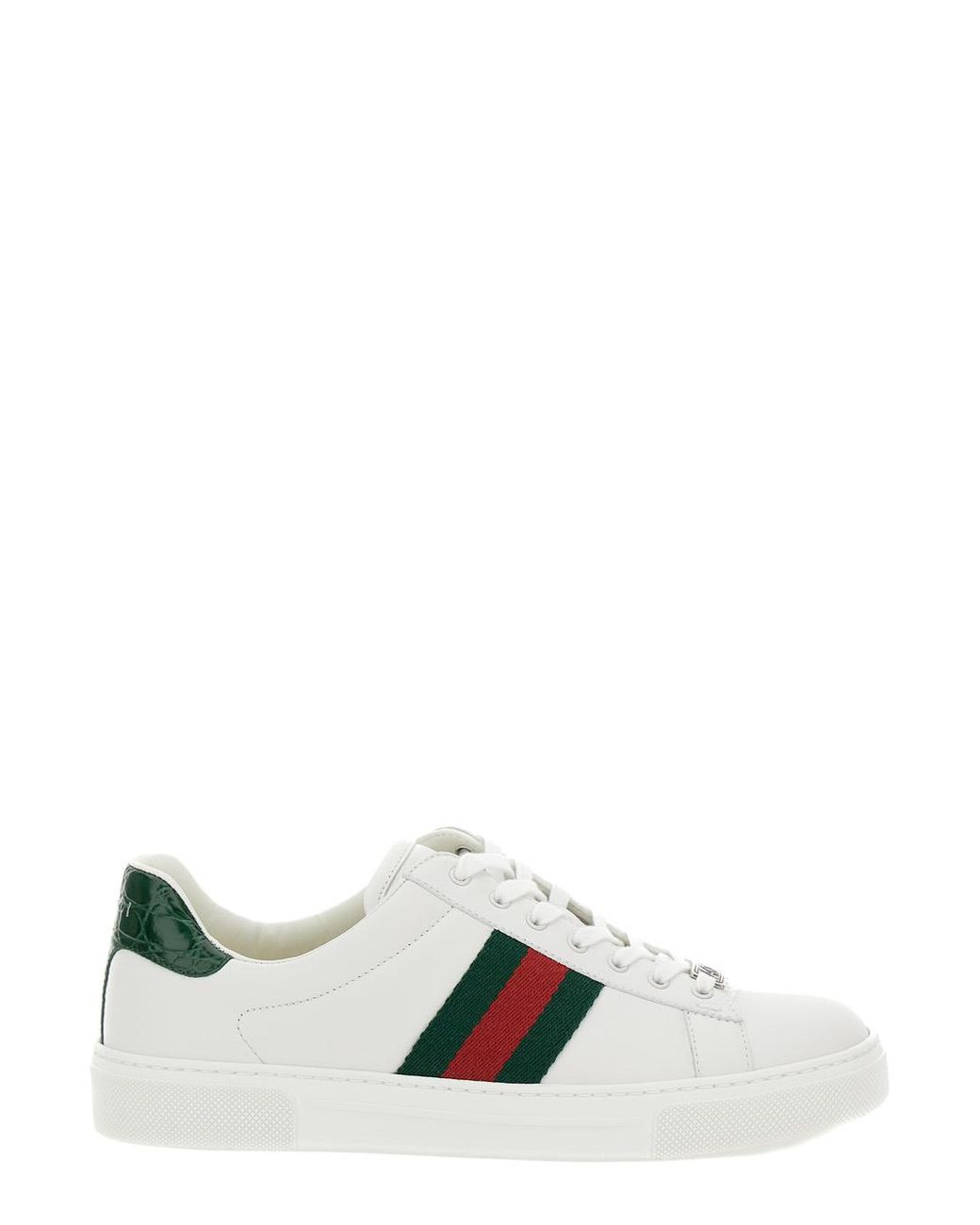 Gucci White Low-Top Sneakers Ace Leather Trainers