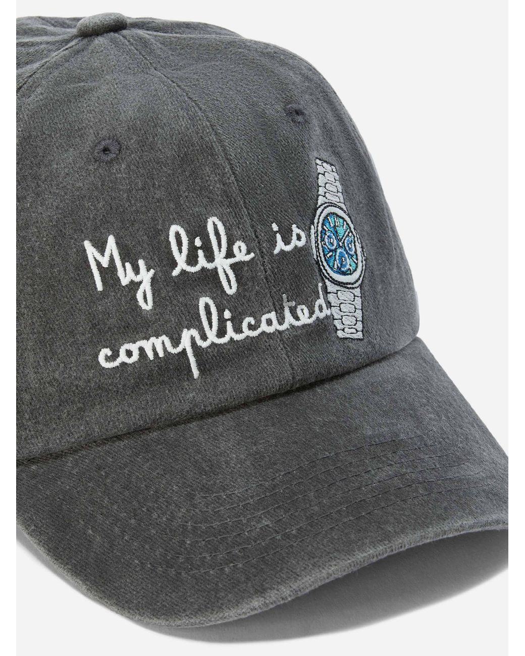Davis Denim Baseball Cap With Life Complicated Embroidery di Mc2 Saint Barth in Gray