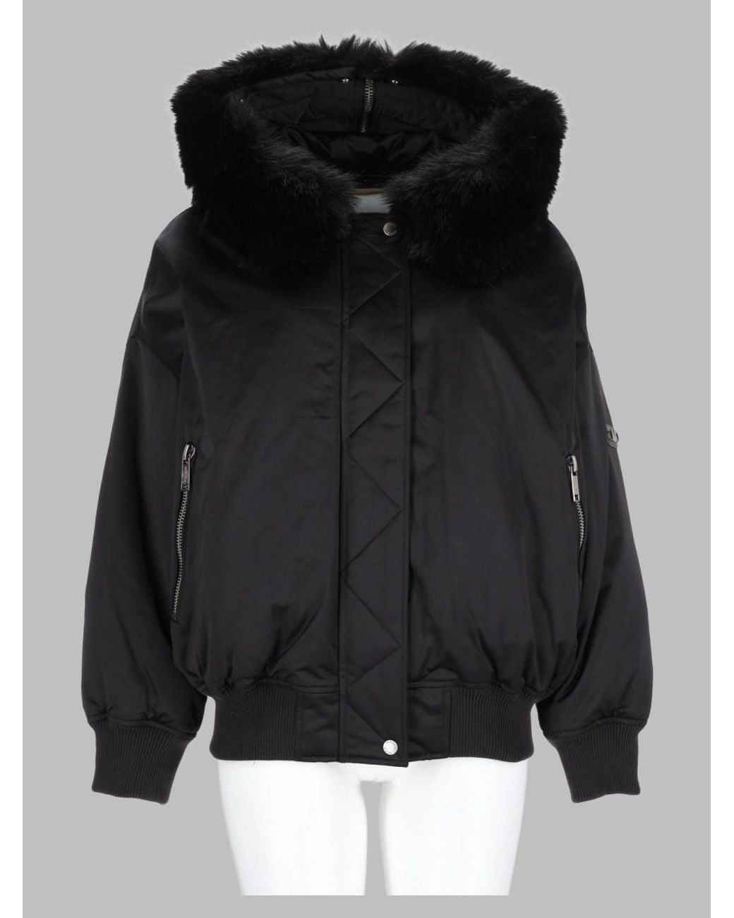 MICHAEL Michael Kors Black Cropped Hooded Bomber Jacket Polyester