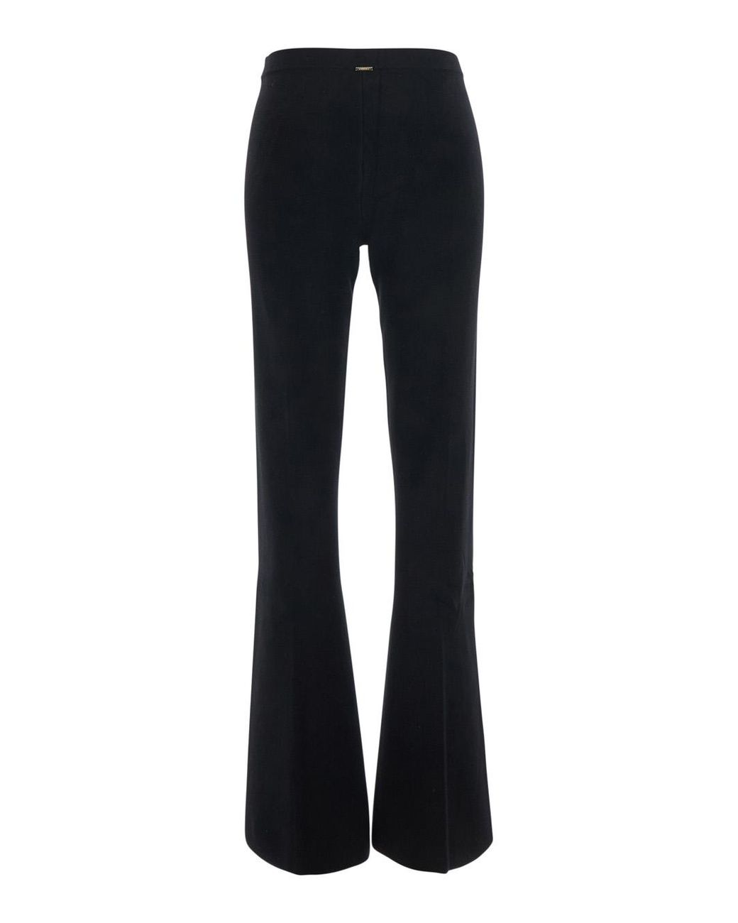 Twinset Black Straight-Leg Pants Tech Fabric Viscose Trousers