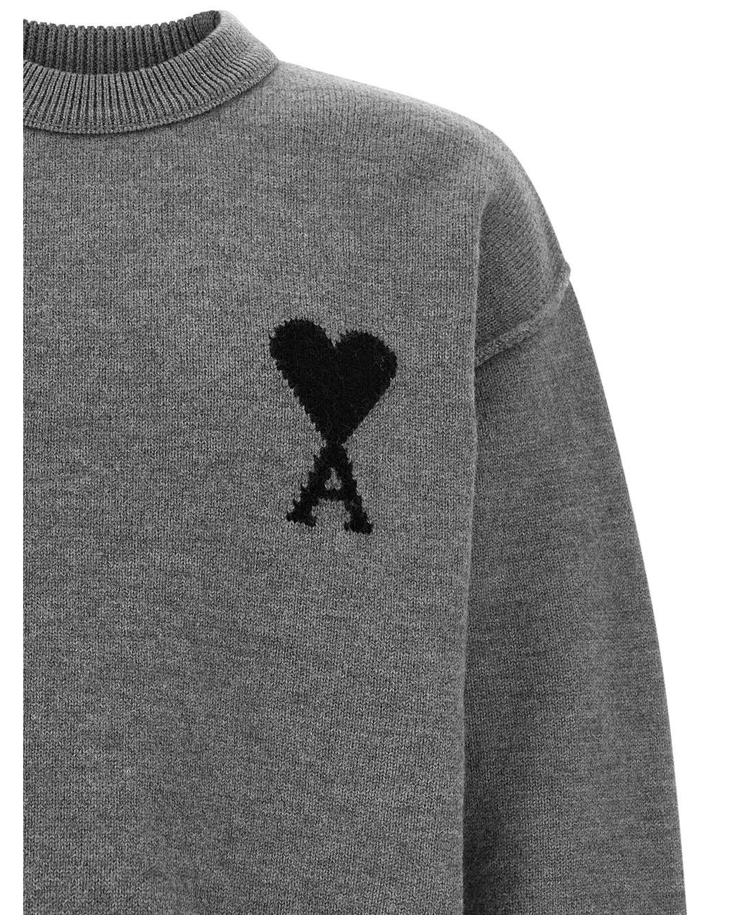 AMI Gray Wool Cardigan Clothing for men