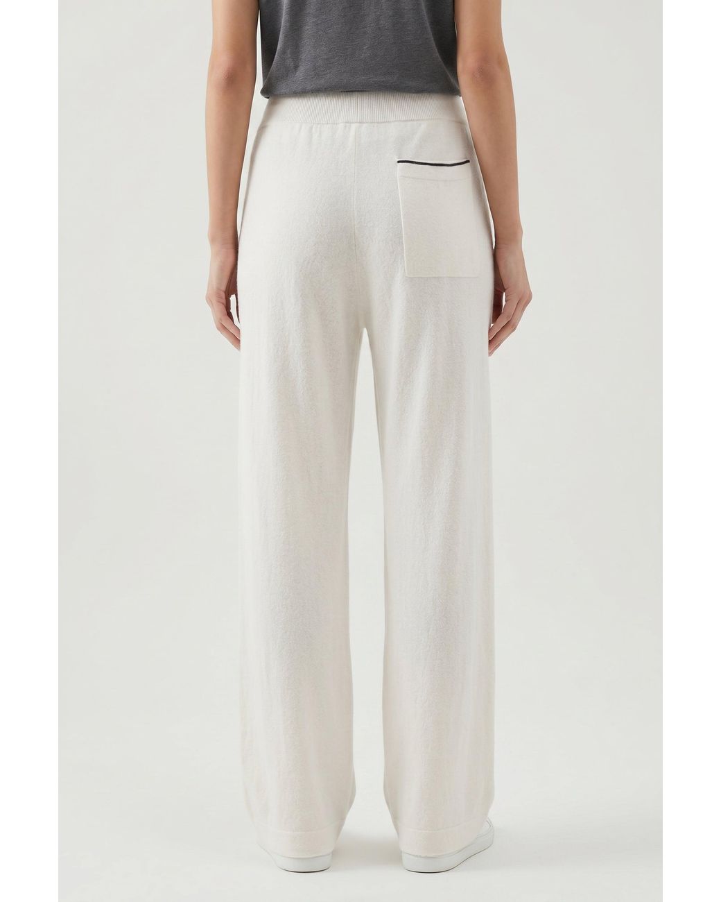 Brunello Cucinelli White Off Wool Silk Wide Trousers