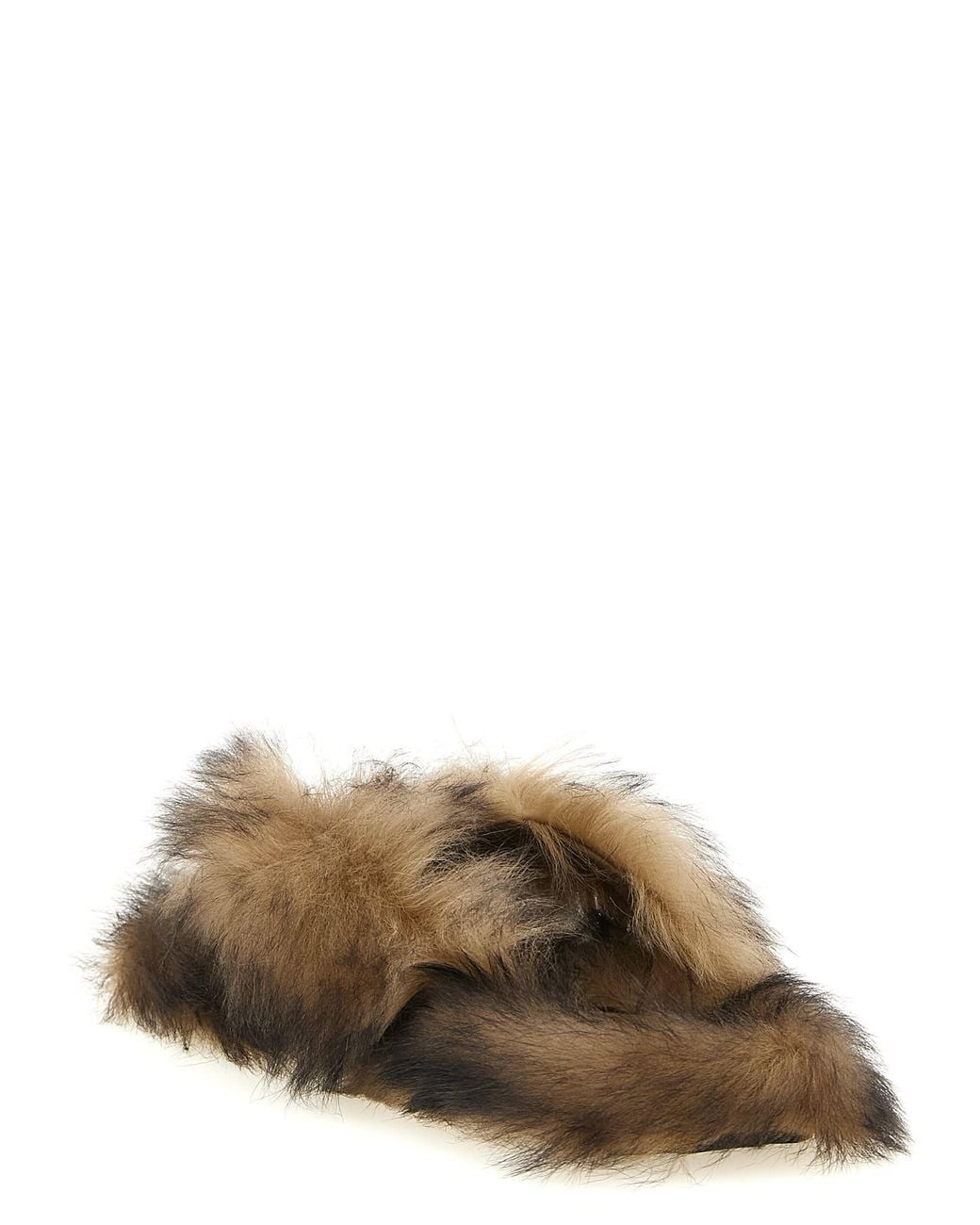 Dolce & Gabbana Brown Shearling Flip-Flops