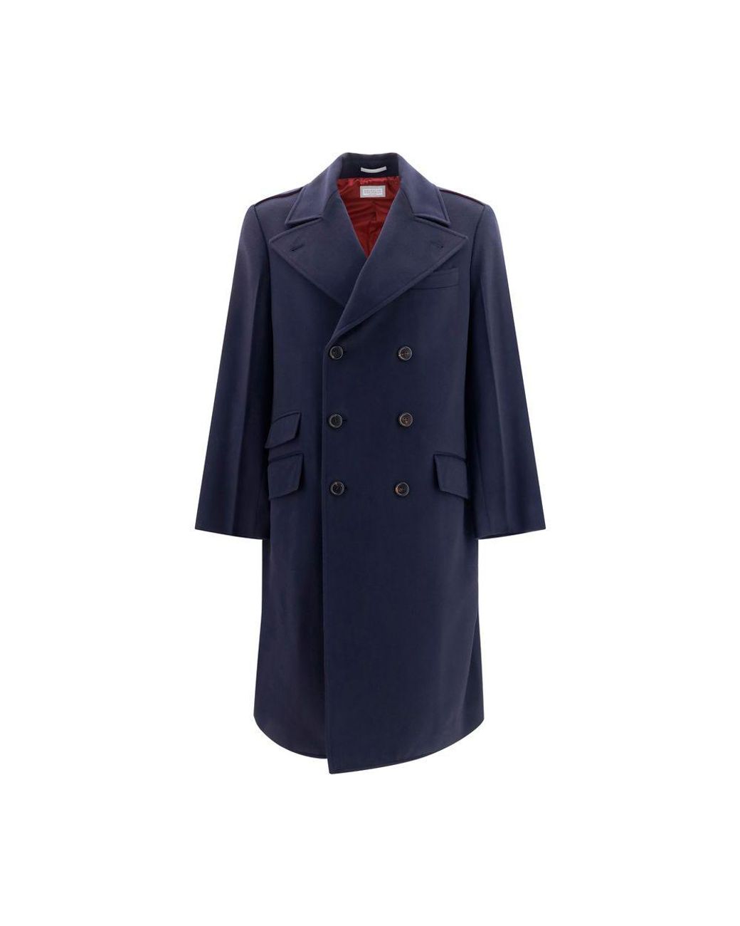 Brunello Cucinelli Blue Wool Oves Aries Coat for men