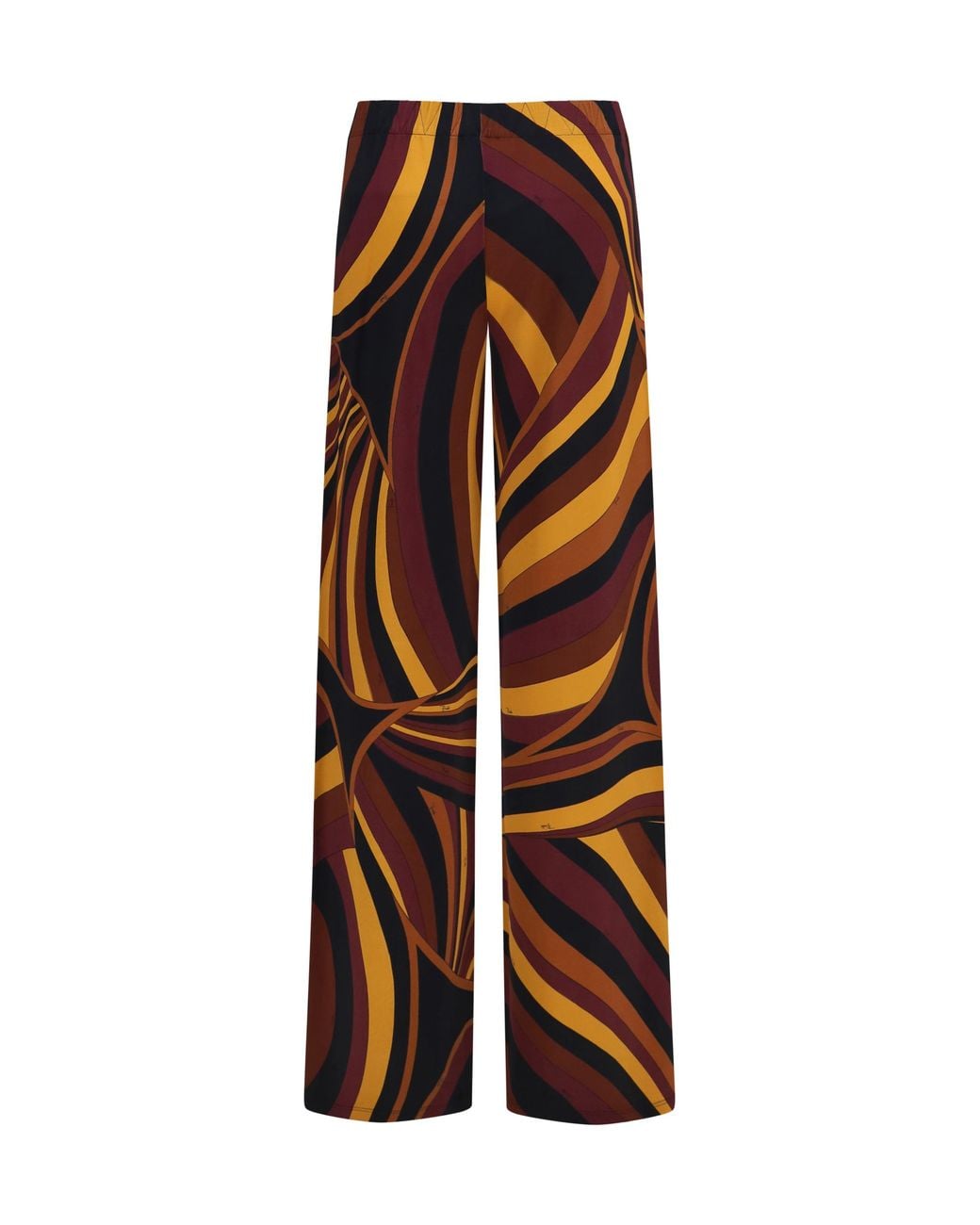 Emilio Pucci Brown Satin Jersey Pants Iride Print Viscose; Elastane Trousers