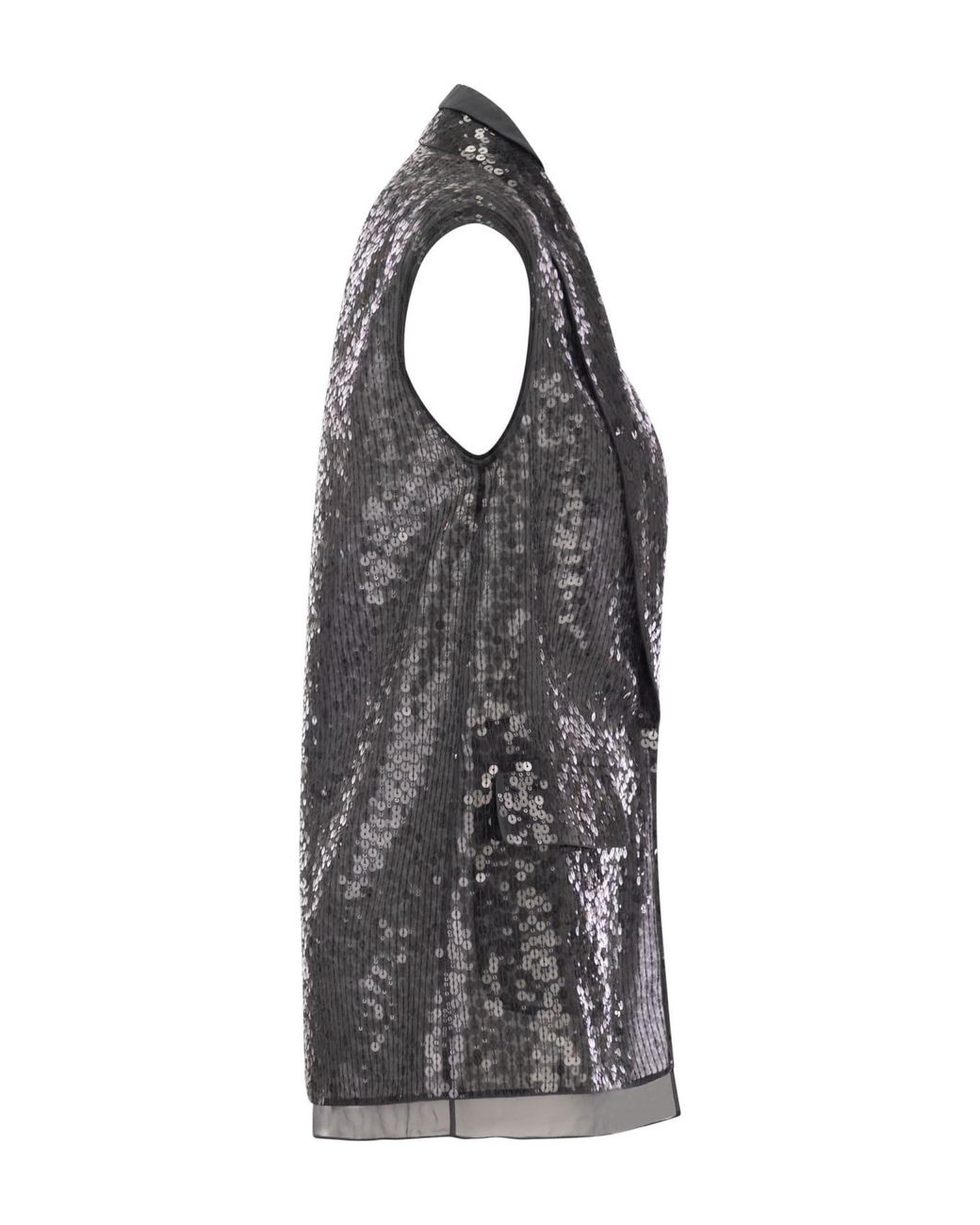 Brunello Cucinelli Gray Silk Sequined Jacket