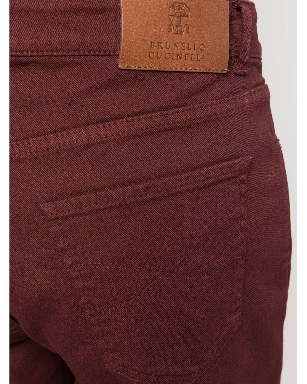 Brunello Cucinelli Red Burgundy Straight Leg Trousers for men