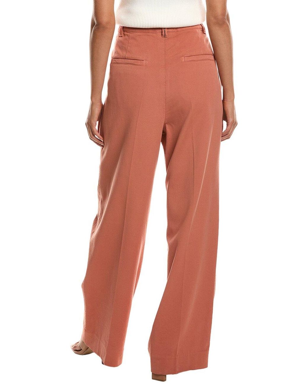 Brunello Cucinelli Red Orange Cotton Casual Pants