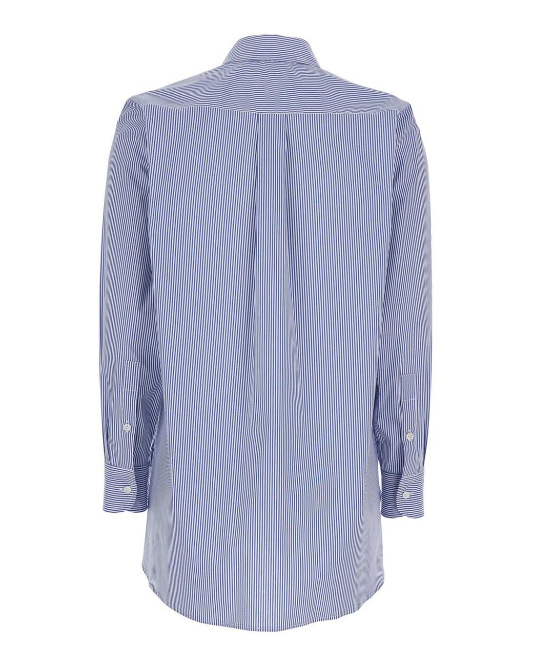 Le Plain Blue Shirt With Striped Motif And Classic Collar