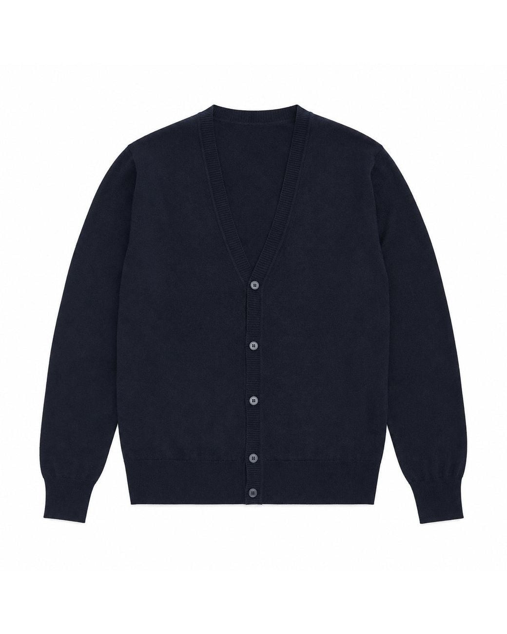 Emporio Armani Blue Pure Virgin Wool Knit V-Neck Cardigan With Tonal Micro Eagle Embroidery for men